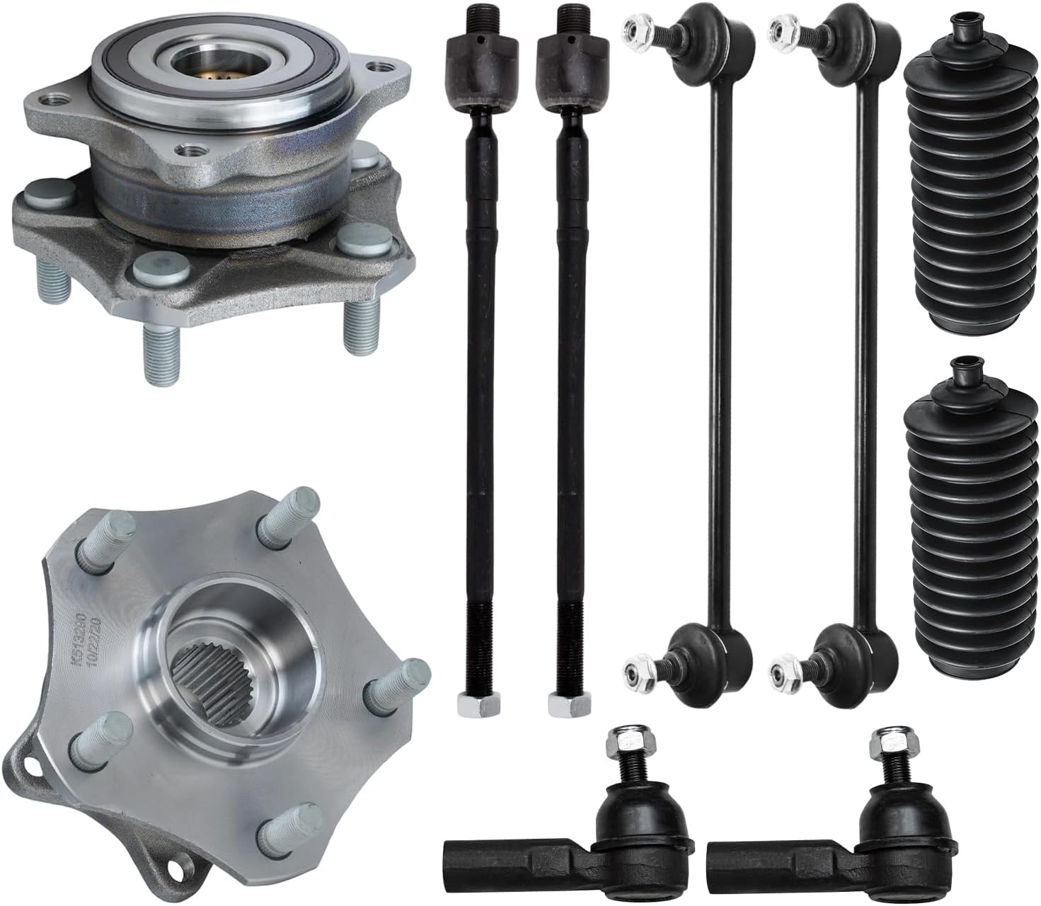 10pc Front Wheel Hub and Bearings Tie Rods Sway Bar Links Suspension Kit