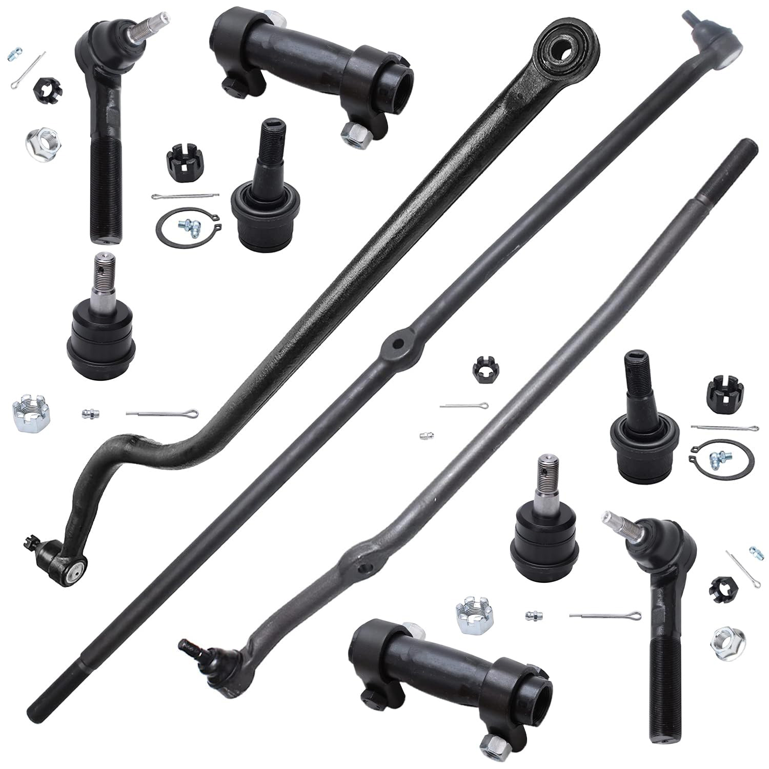 11pc Front Tie Rods Adjusting Sleeves Ball Joints Track Bar Suspension Kit