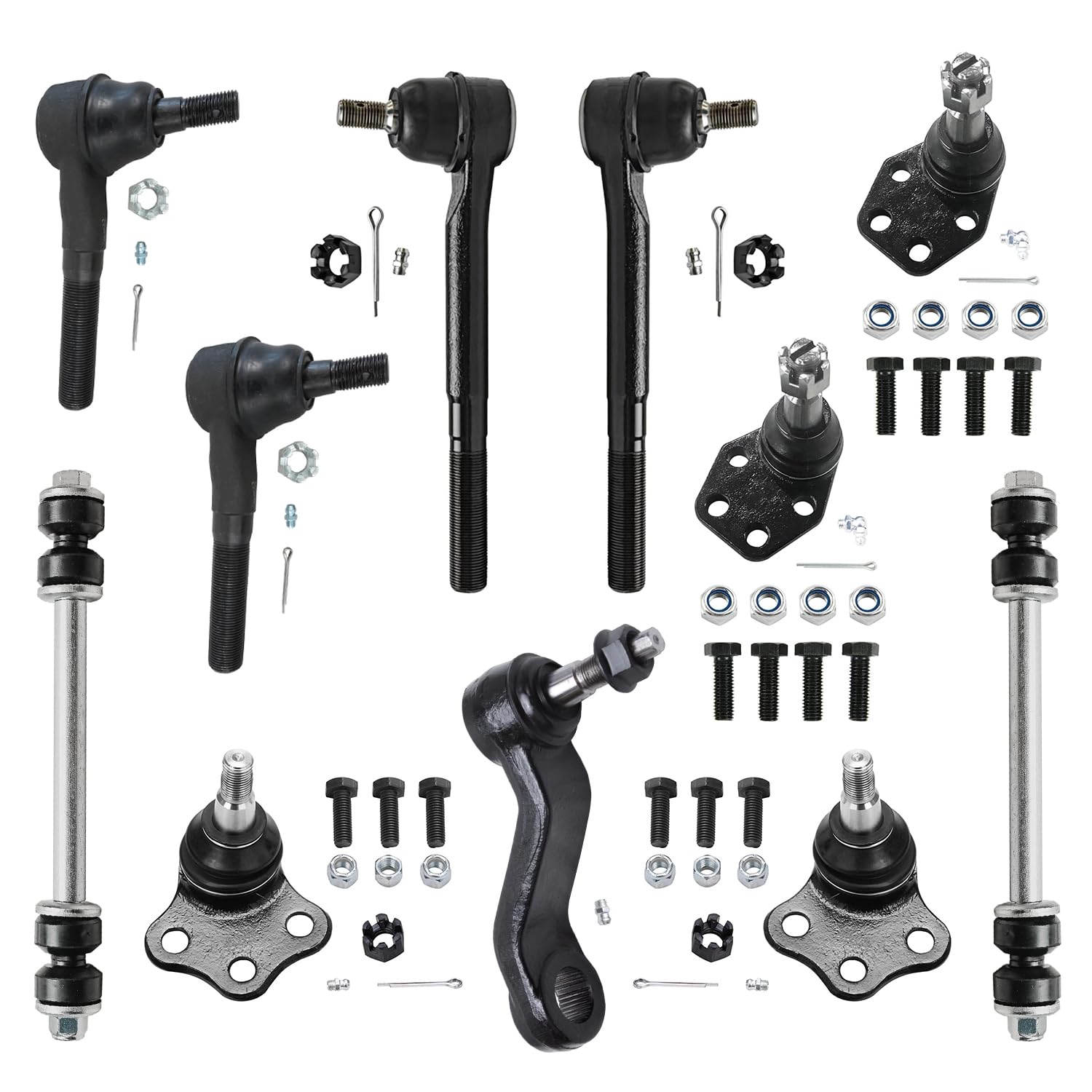11pc Front Upper Lower Ball Joints Tie Rods Sway Bar Links Suspension Kit