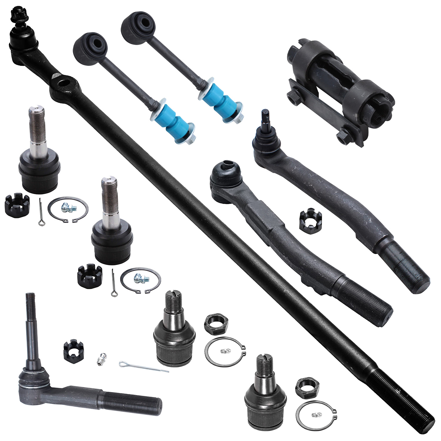 11pc Front Tie Rods Center Link Pitman Arm Sway Bar Links Suspension Kit