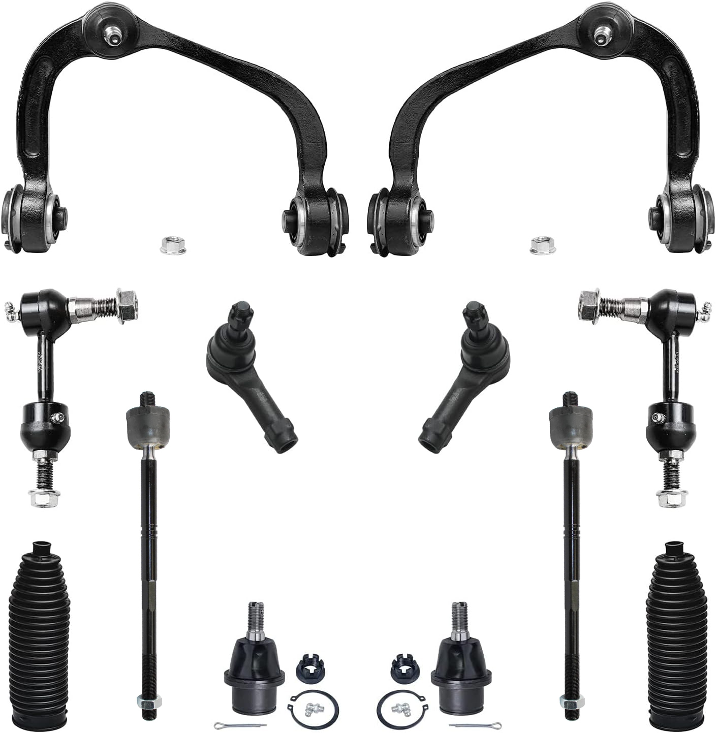 12pc Front Upper Control Arms Tie Rods Sway Bar Links Suspension Kit