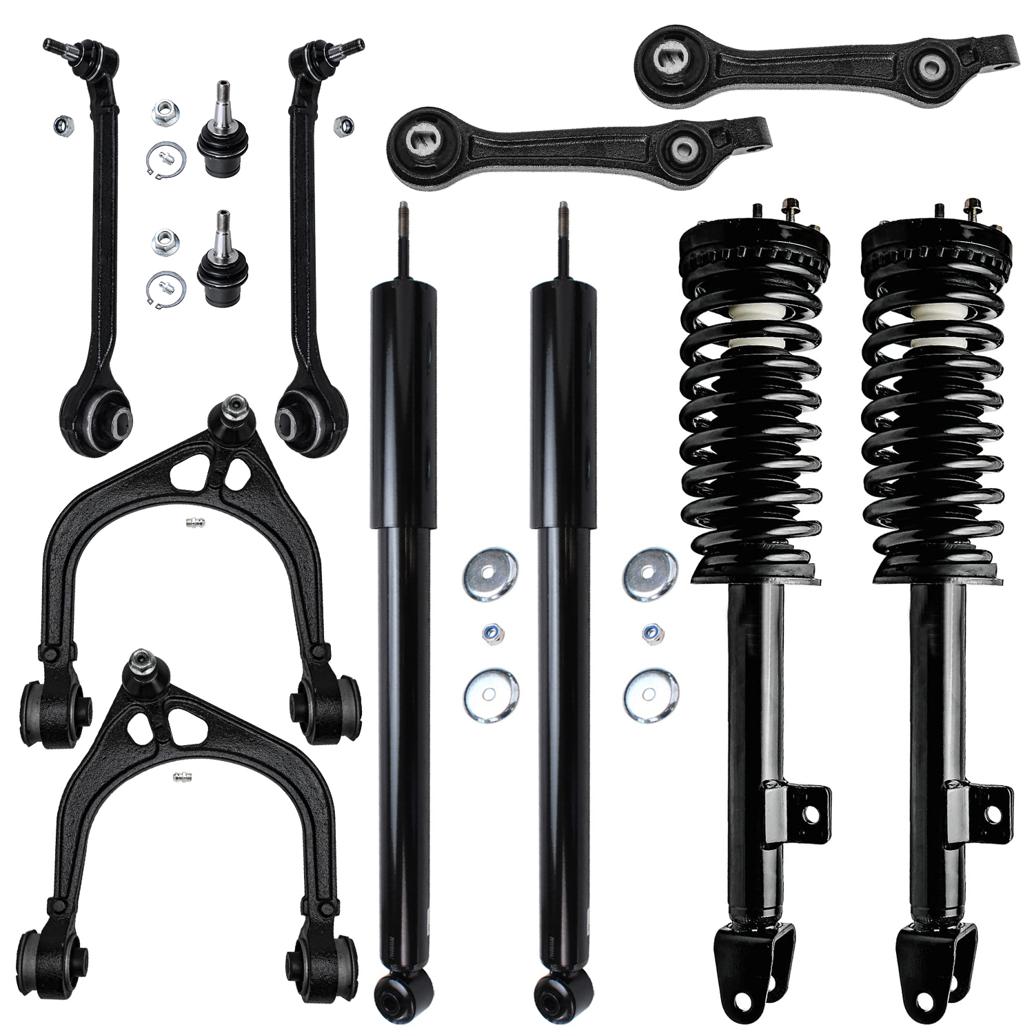 12pc Front Struts Rear Shocks Control Arms Ball Joints Suspension Kit
