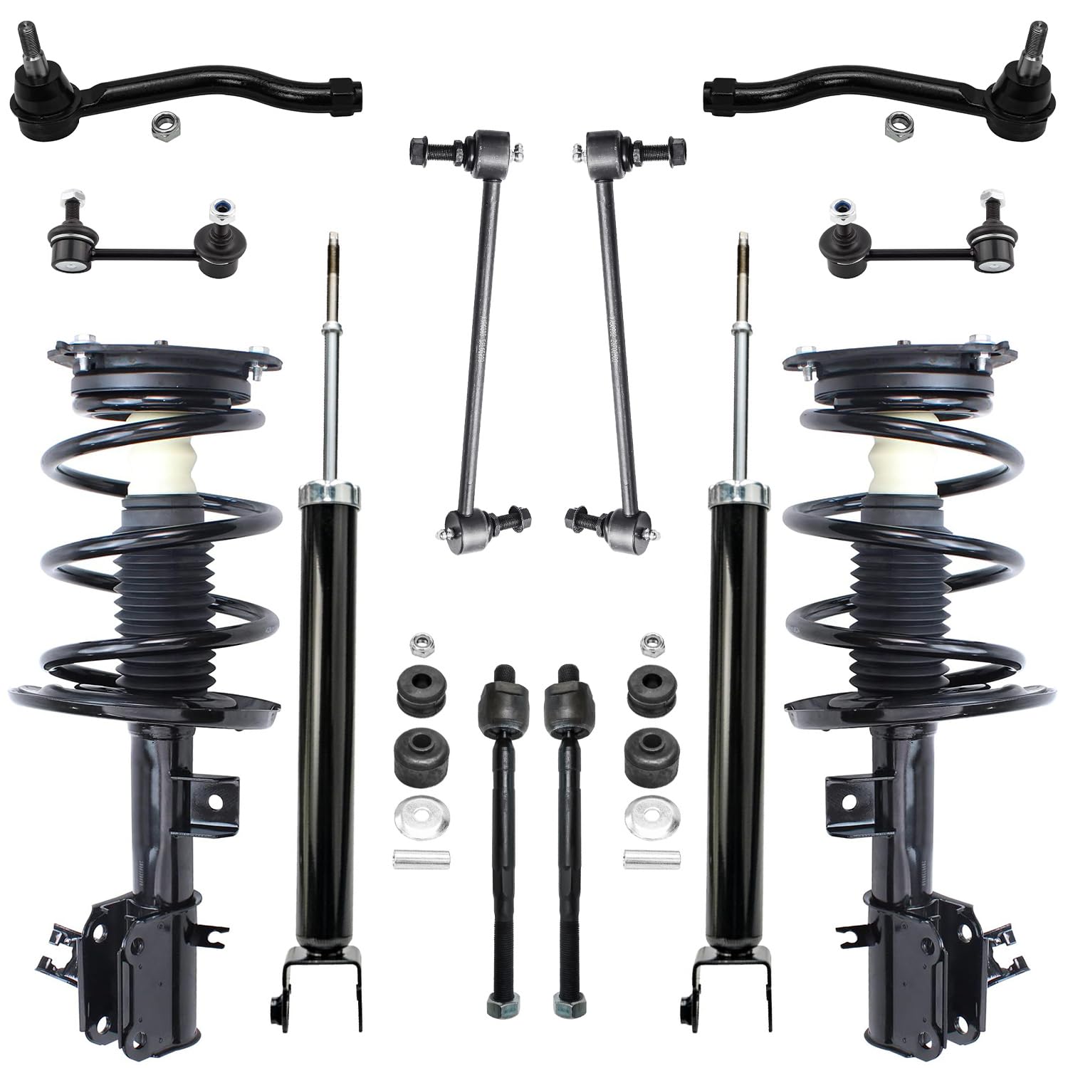 12pc Front Struts Rear Shocks Sway Bar Links Tie Rods Suspension Kit