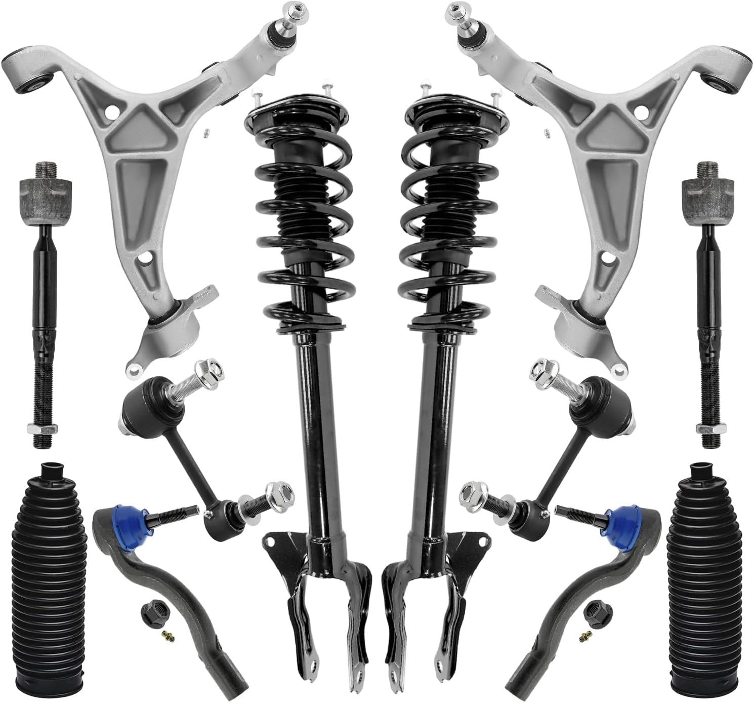 12pc Front Struts Lower Control Arms Tie Rods Sway Bar Links Suspension Kit