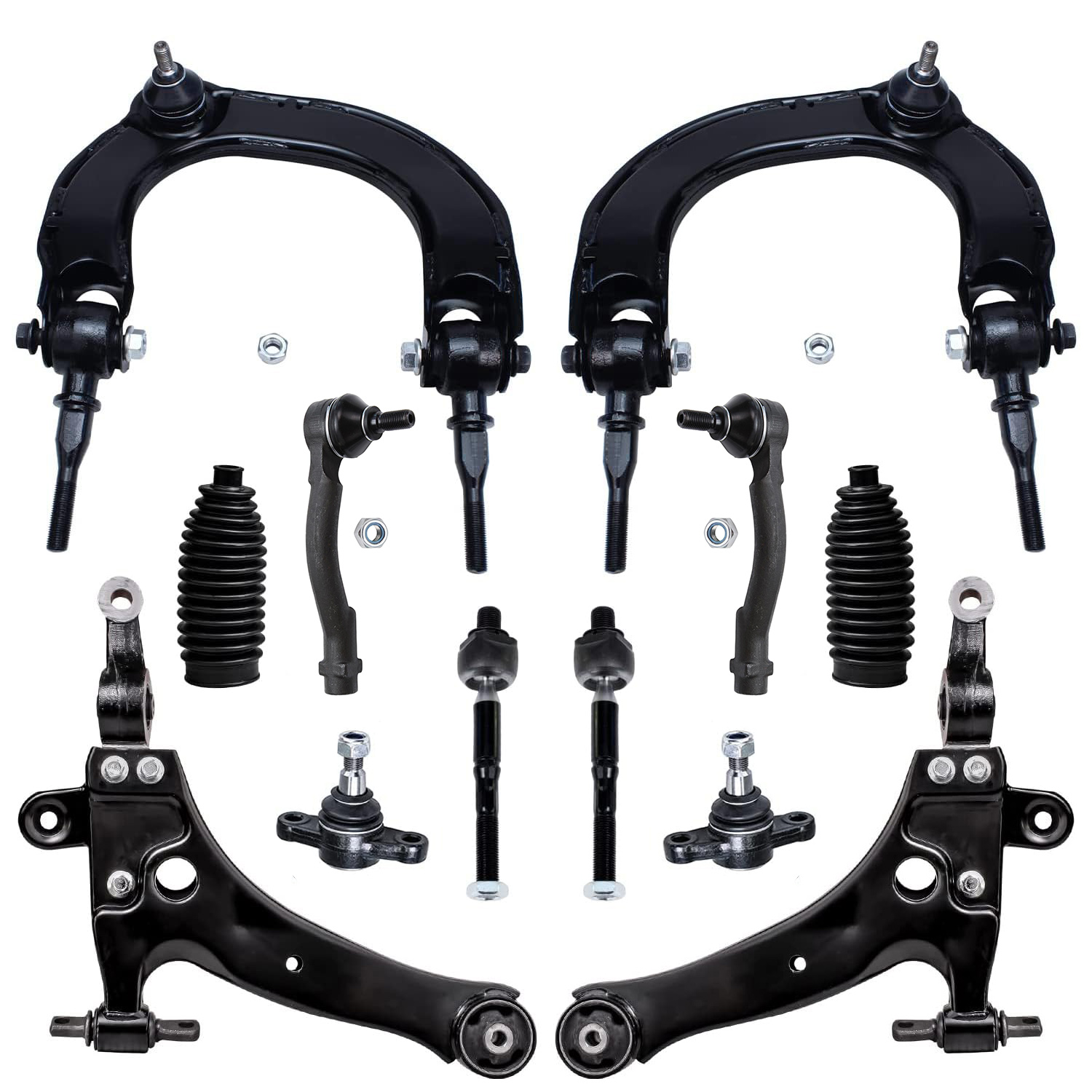 12pc Front Control Arms Ball Joints Tie Rods Suspension Kit