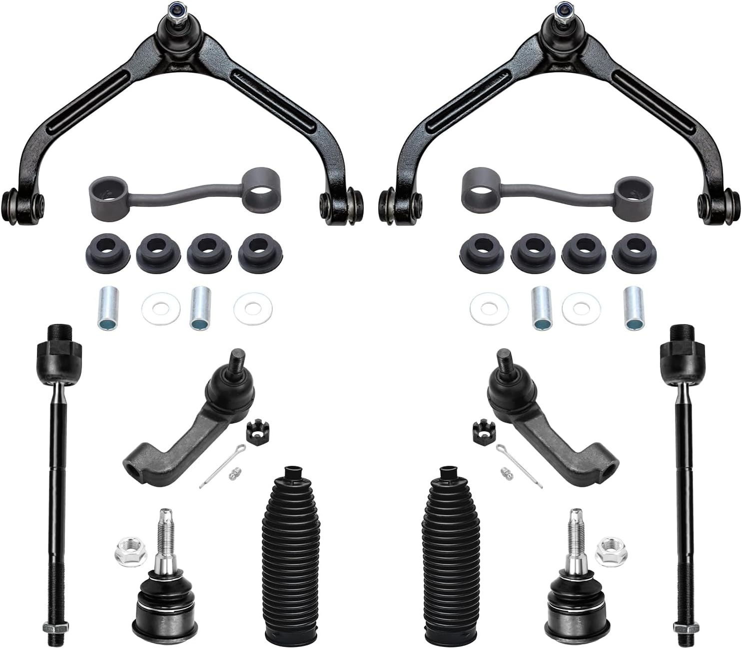 12pc Front Upper Control Arms Tie Rods Sway Bar Links Ball Joints Suspension Kit
