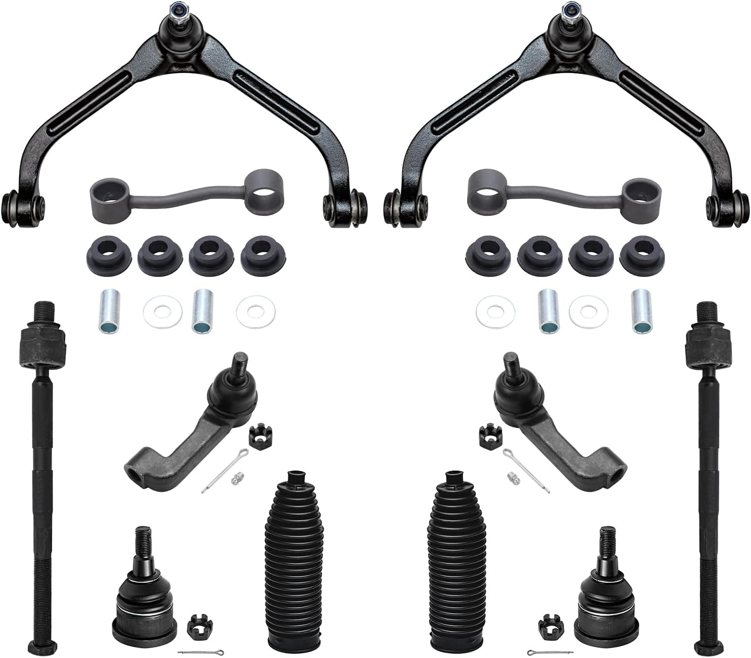 12pc Front Upper Control Arms Tie Rods Sway Bar Links Ball Joints Suspension Kit