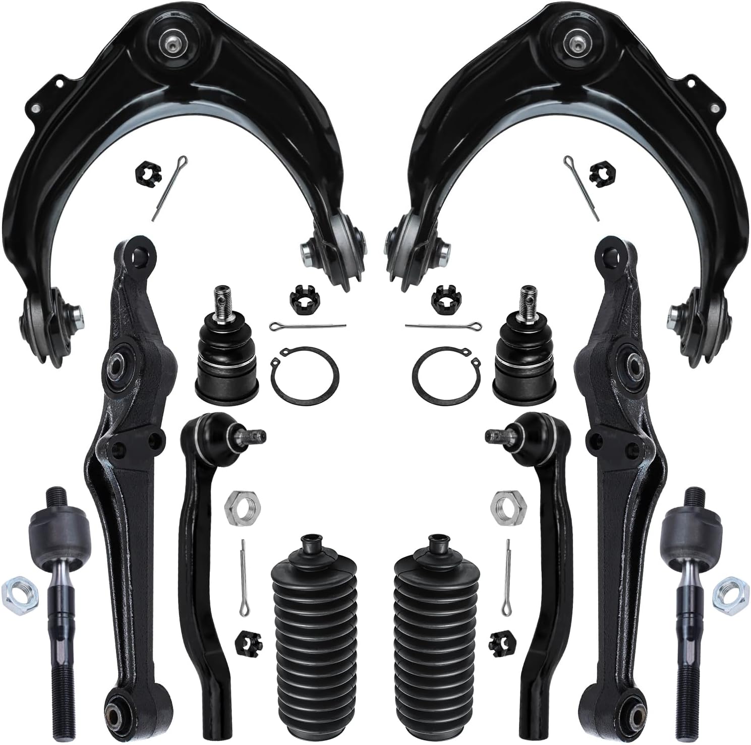 12pc Front Upper Lower Control Arms Lower Ball Joints Tie Rods Suspension Kit