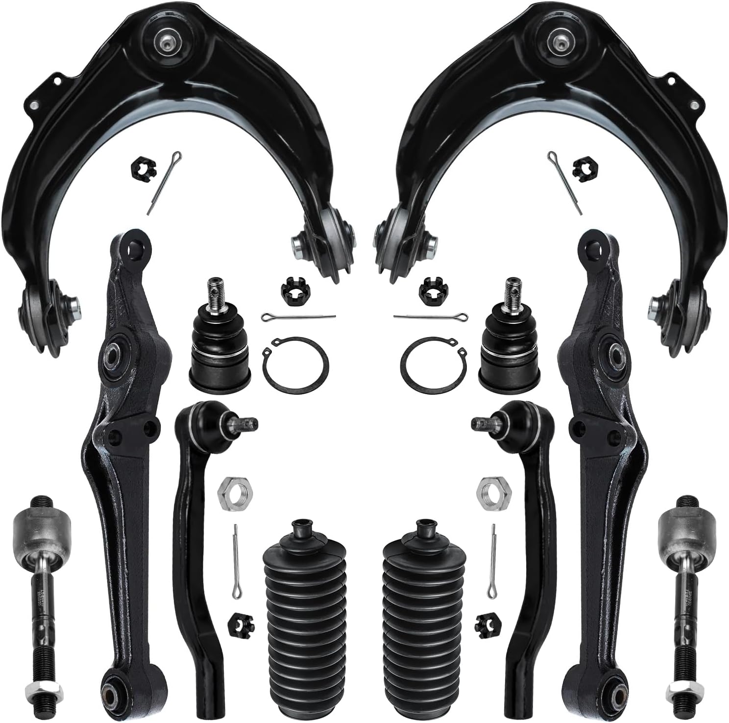 12pc Front Upper Lower Control Arms Lower Ball Joints Tie Rods Suspension Kit