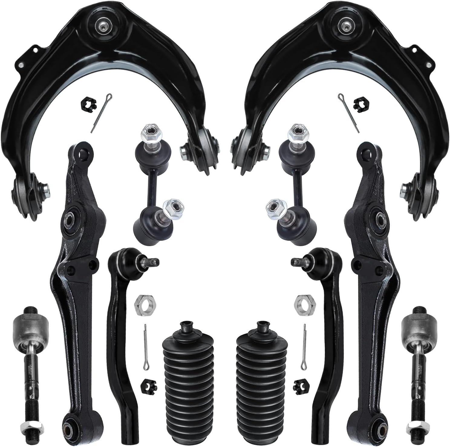 12pc Front Upper Lower Control Arms Tie Rods Sway Bar Links Suspension Kit