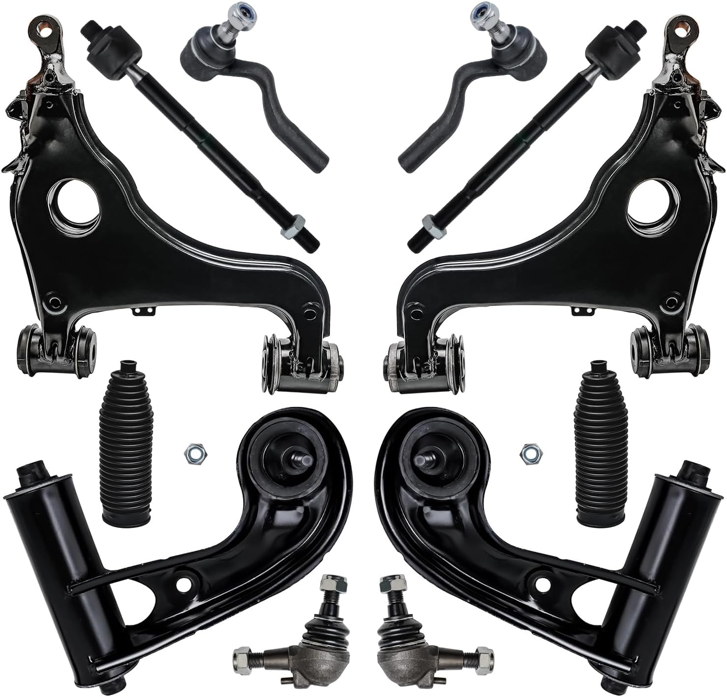12pc Front Upper Lower Control Arms Lower Ball Joints Tie Rods Suspension Kit