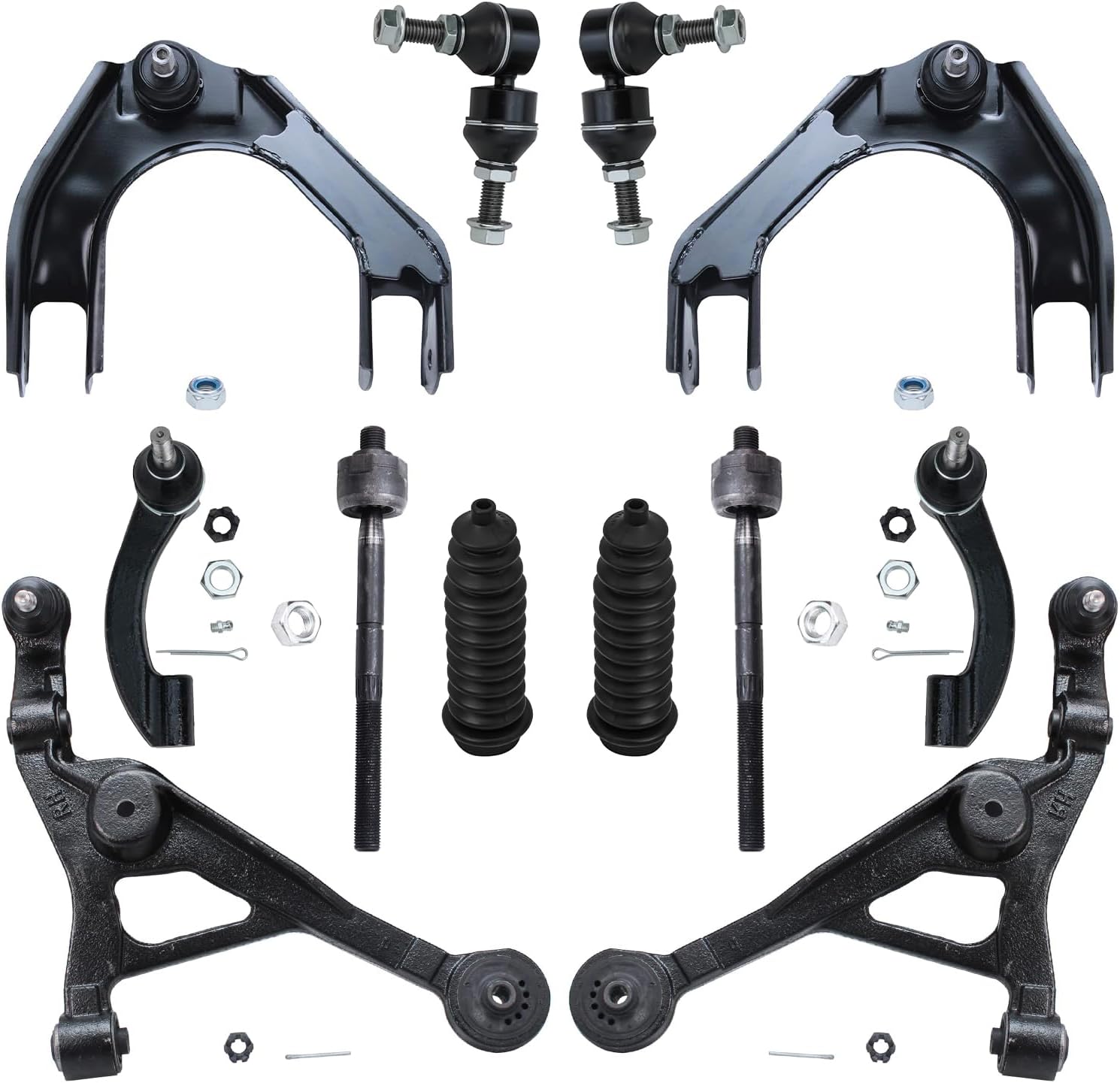 12pc Front Upper Lower Control Arms Tie Rods Sway Bar Links Suspension Kit