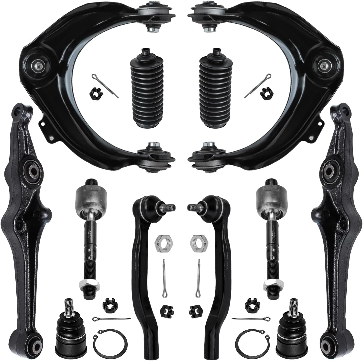 12pc Front Upper Lower Control Arms Ball Joints Tie Rods Suspension Kit