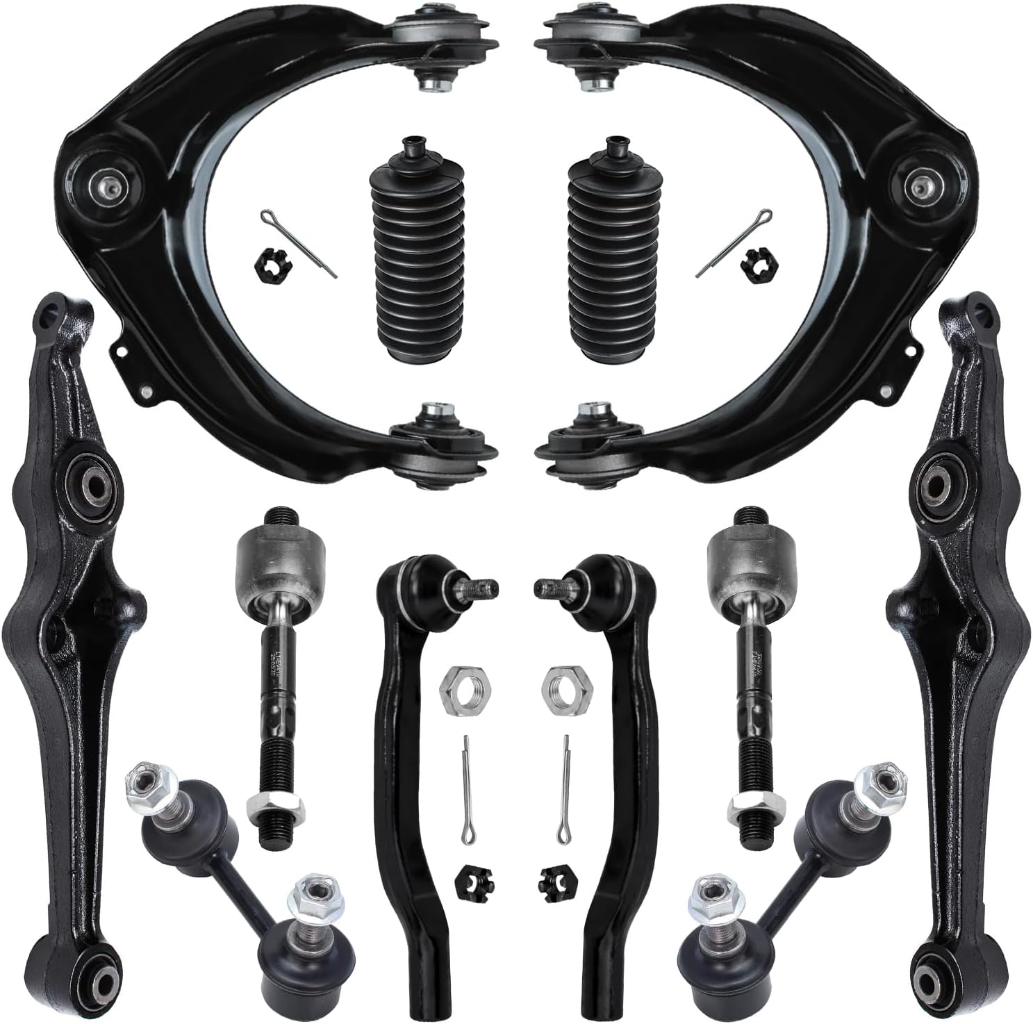 12pc Front Upper Lower Control Arms Tie Rods Sway Bar Links Suspension Kit