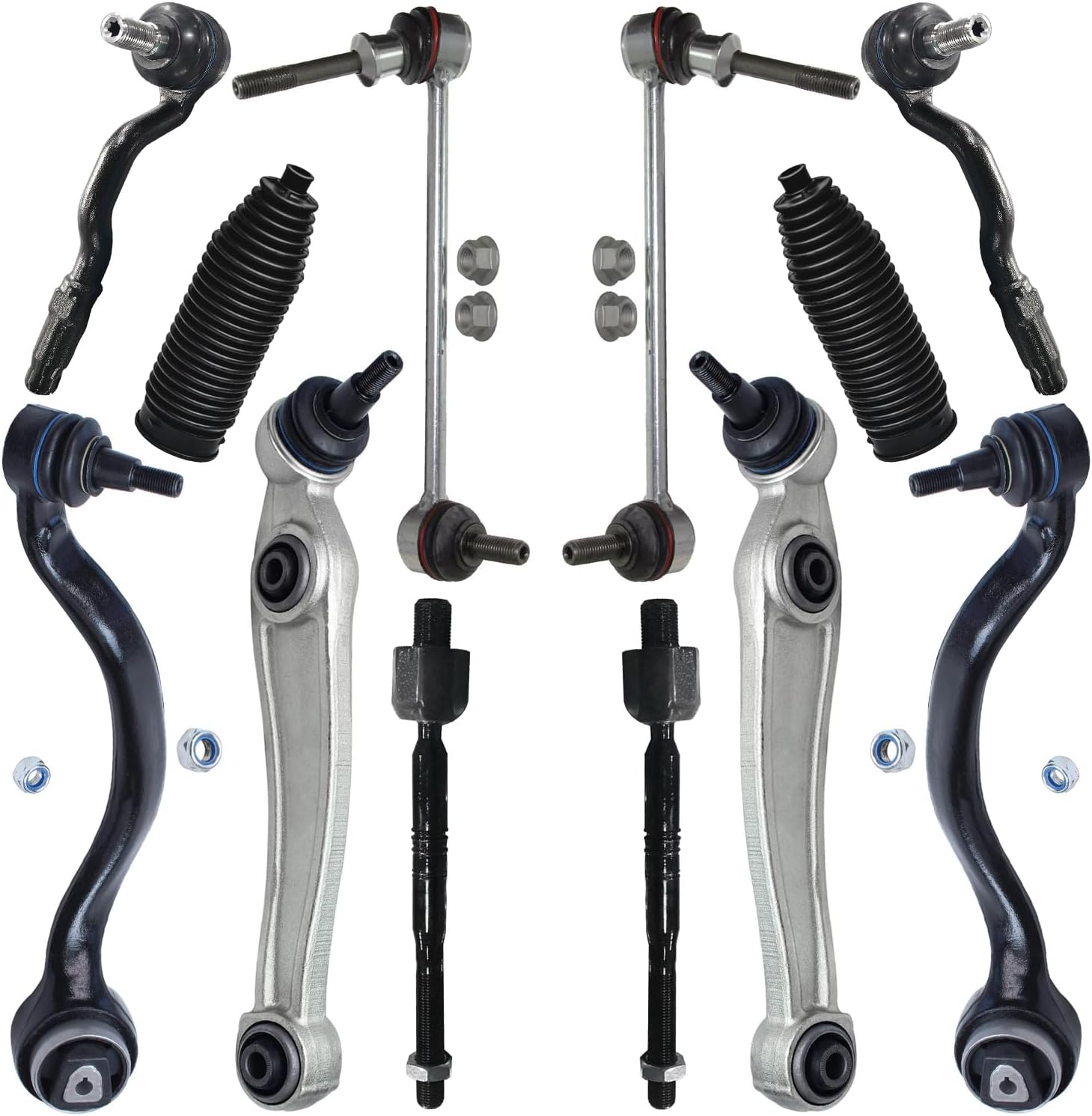 12pc Front Lower Forward Rearward Control Arms Sway Bar Links Suspension Kit