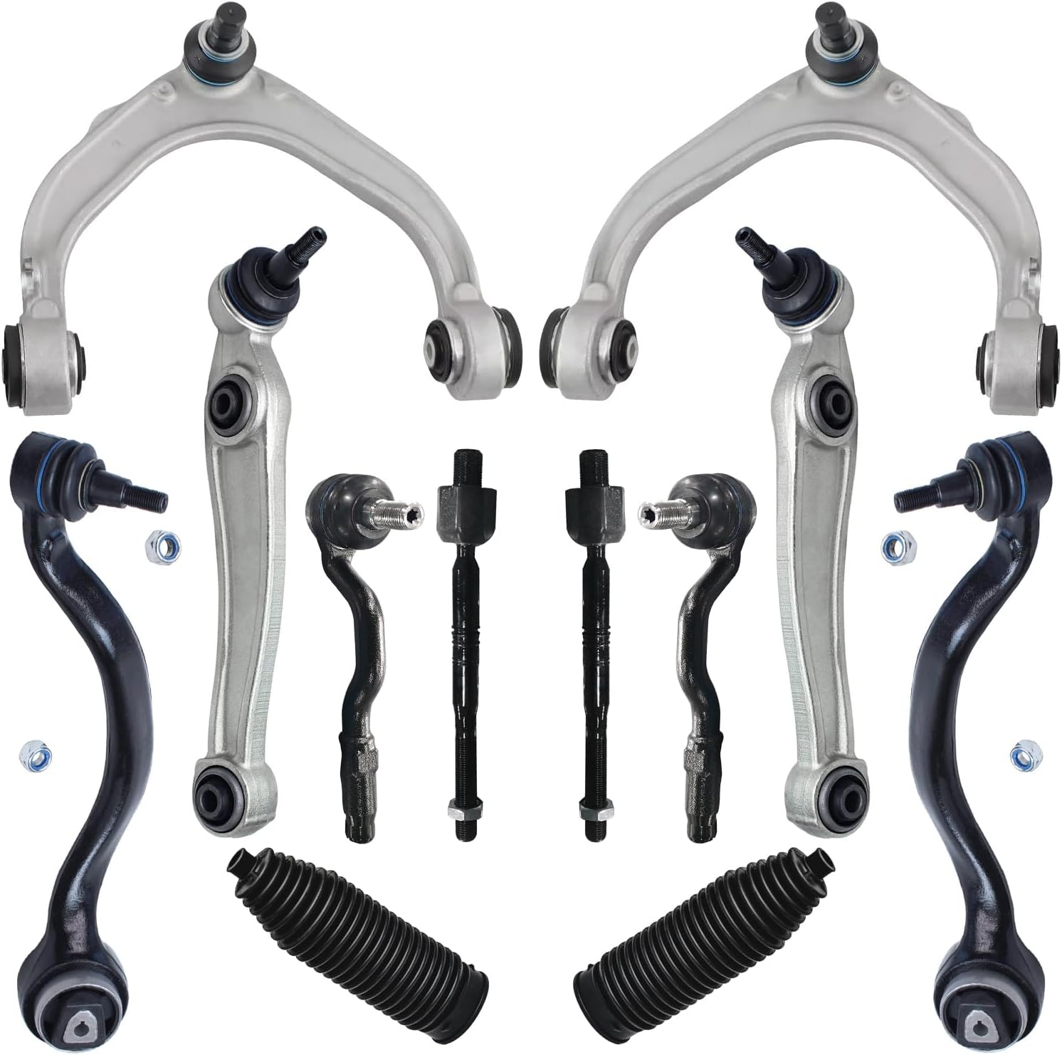 12pc Front Upper Lower Forward Rearward Control Arms Tie Rods Suspension Kit