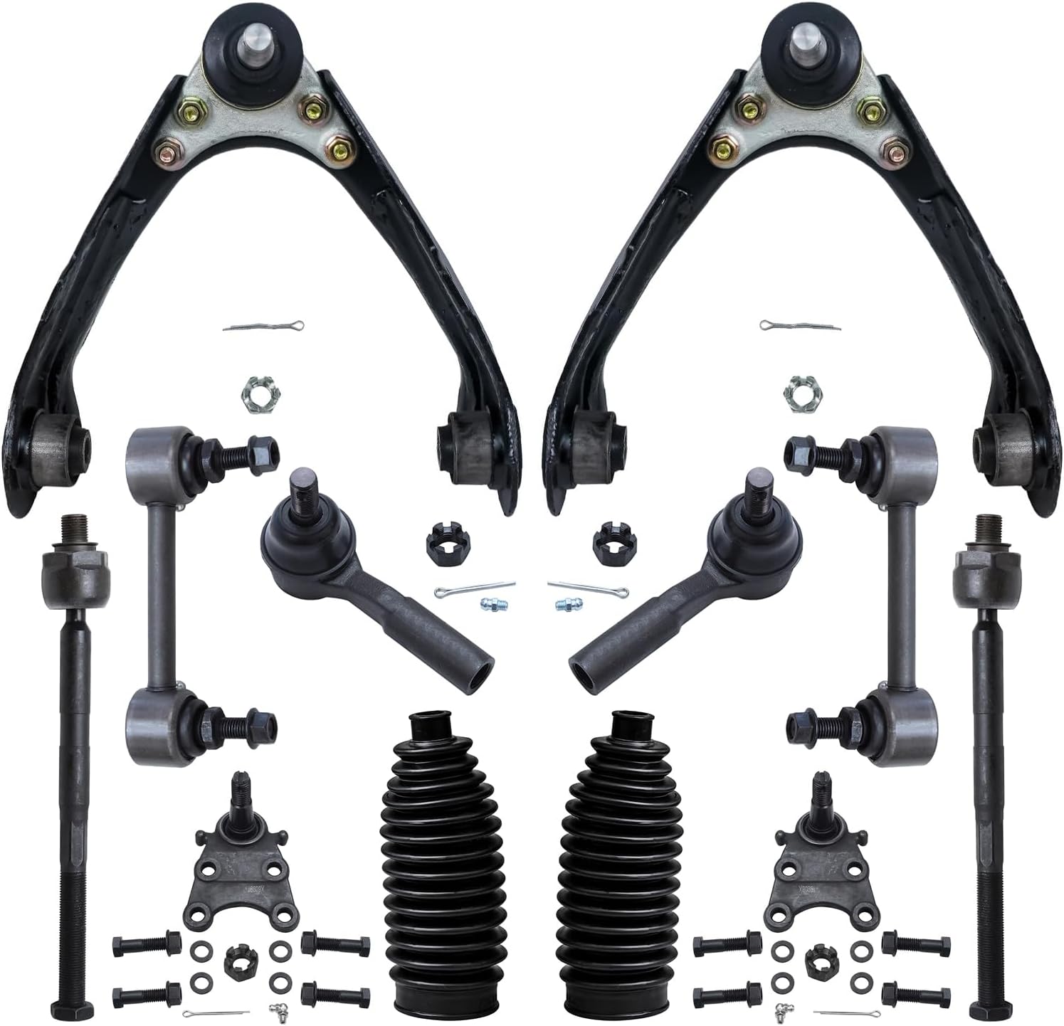 12pc Front Upper Control Arms Tie Rods Sway Bar Links Suspension Kit