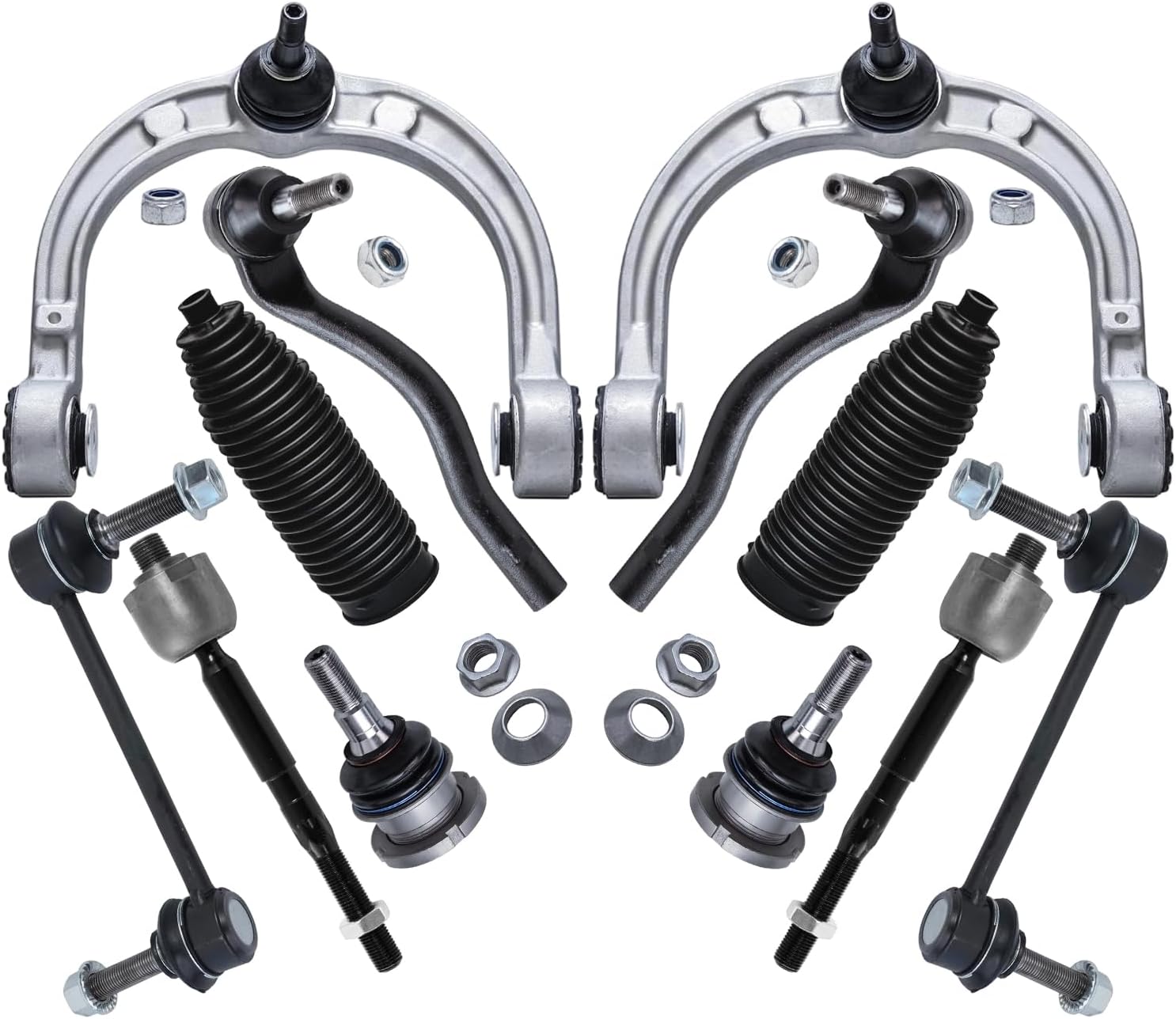 12pc Front Upper Control Arms Lower Ball Joints Tie Rods Suspension Kit