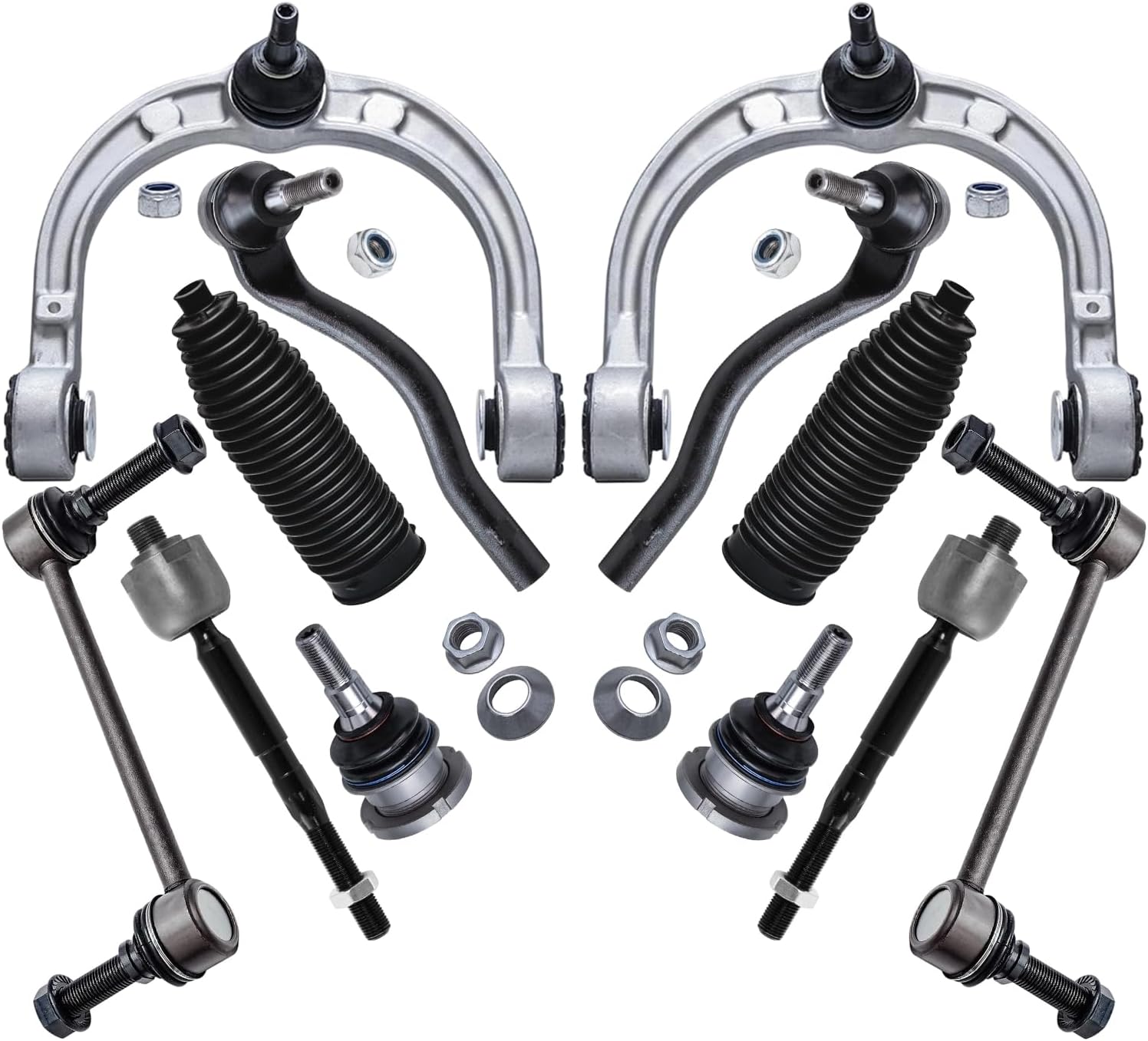 12pc Front Upper Control Arms Lower Ball Joints Tie Rods Suspension Kit