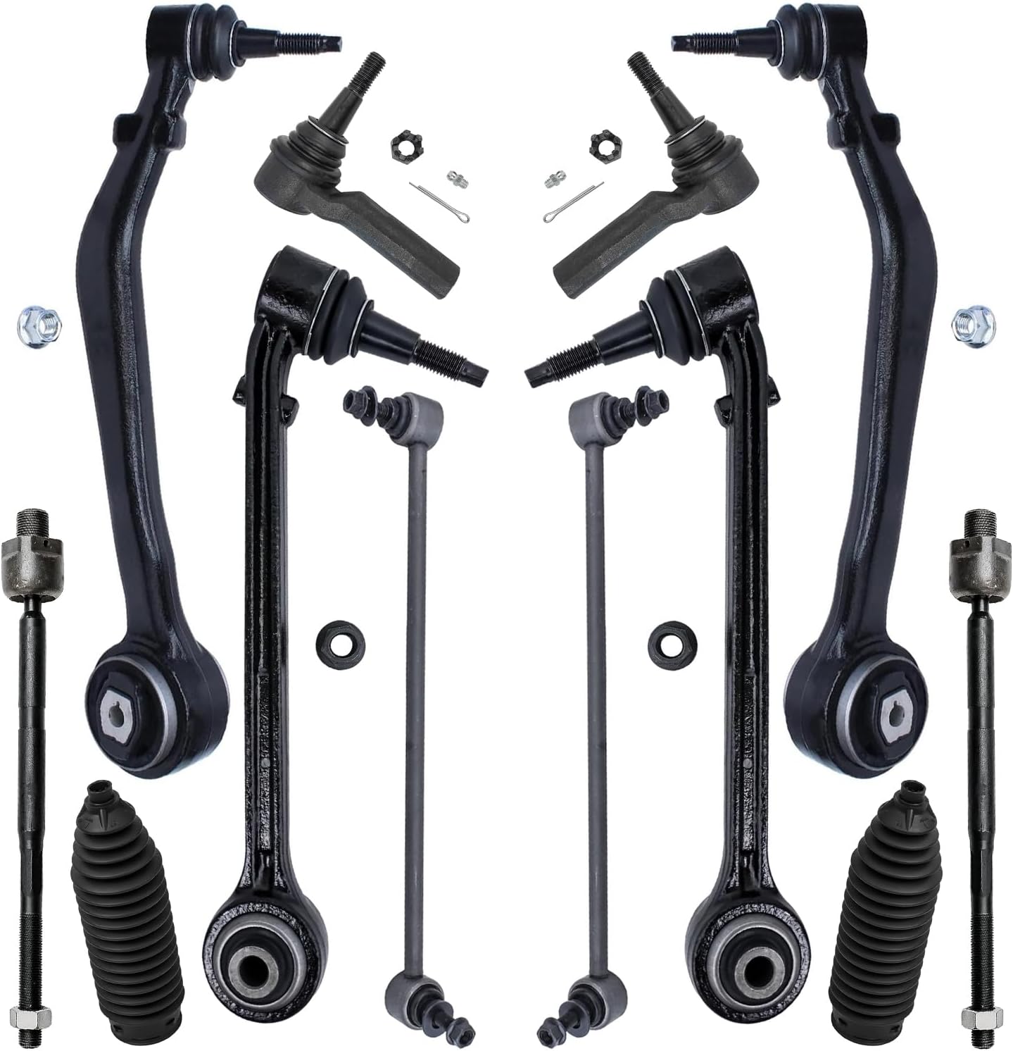 12pc Front Lower Forward Rearward Control Arms Sway Bar Links Suspension Kit