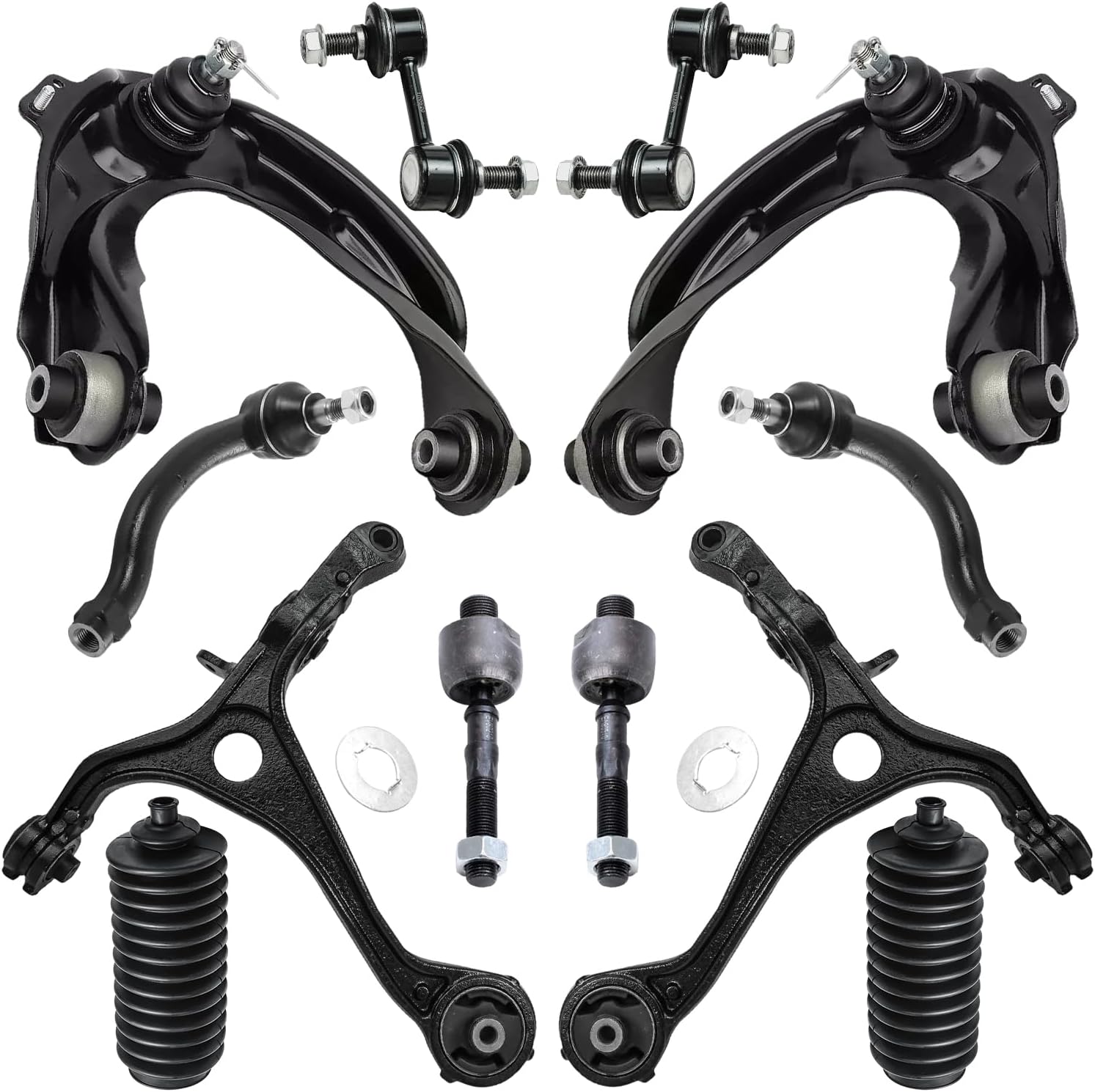 12pc Front Upper Lower Control Arms Tie Rods Sway Bar Links Suspension Kit
