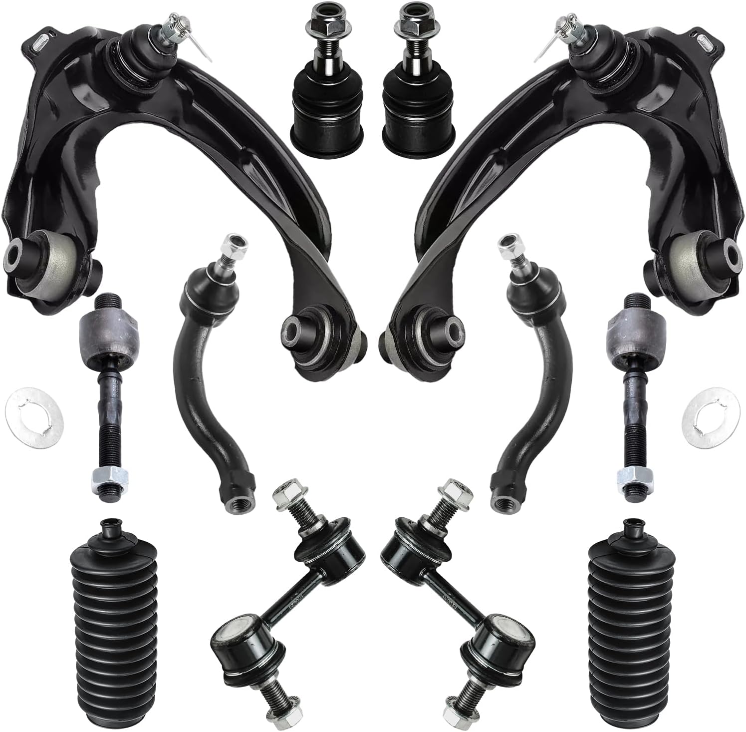 12pc Front Upper Control Arms Lower Ball Joints Tie Rods Suspension Kit