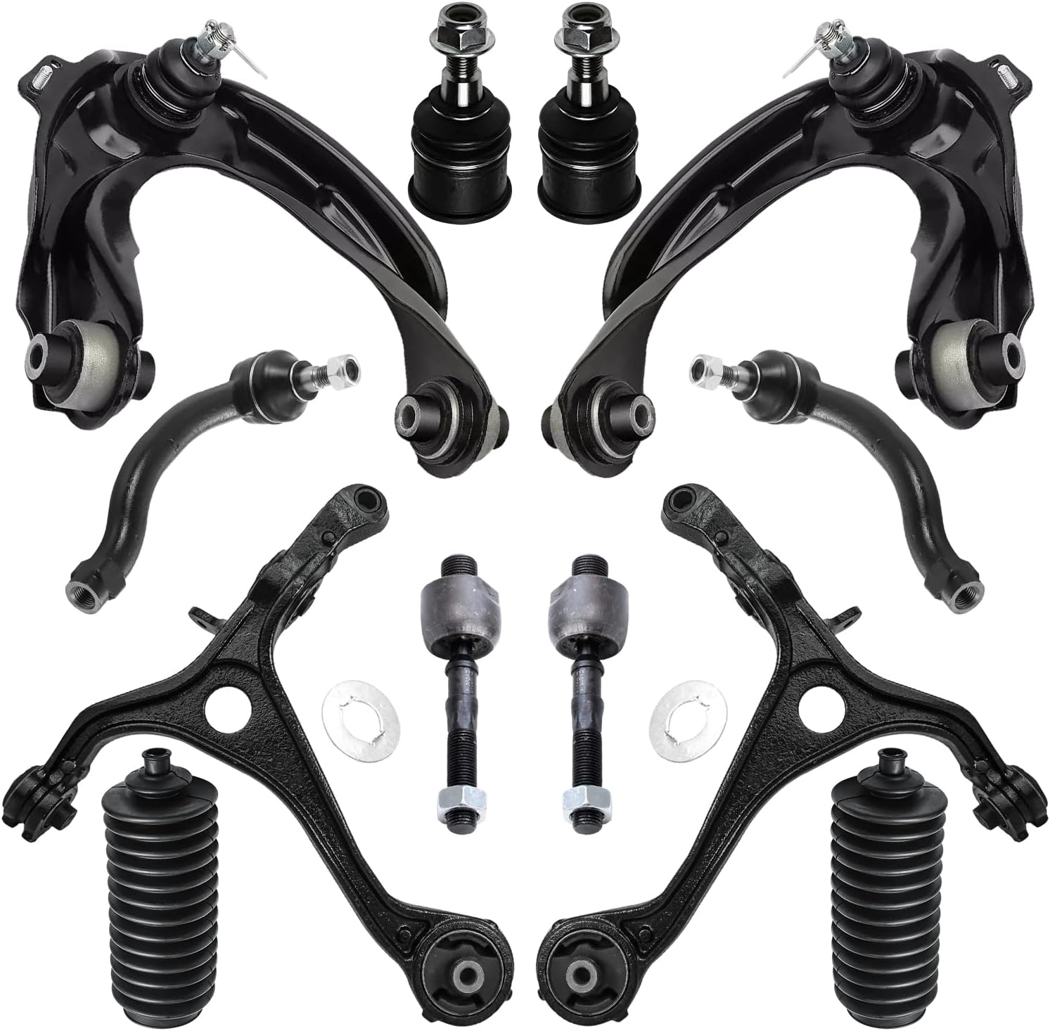 12pc Front Upper Lower Control Arms Ball Joints Tie Rods Suspension Kit
