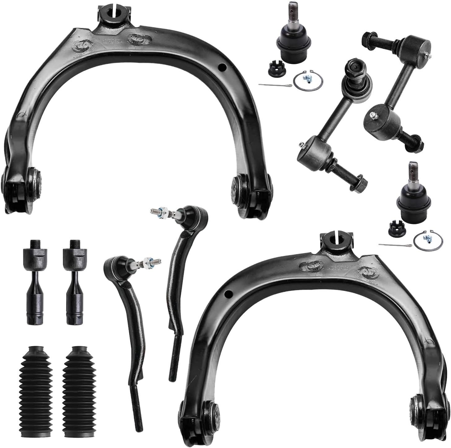 12pc Front Upper Control Arms Tie Rods Sway Bar Links Ball Joints Suspension Kit