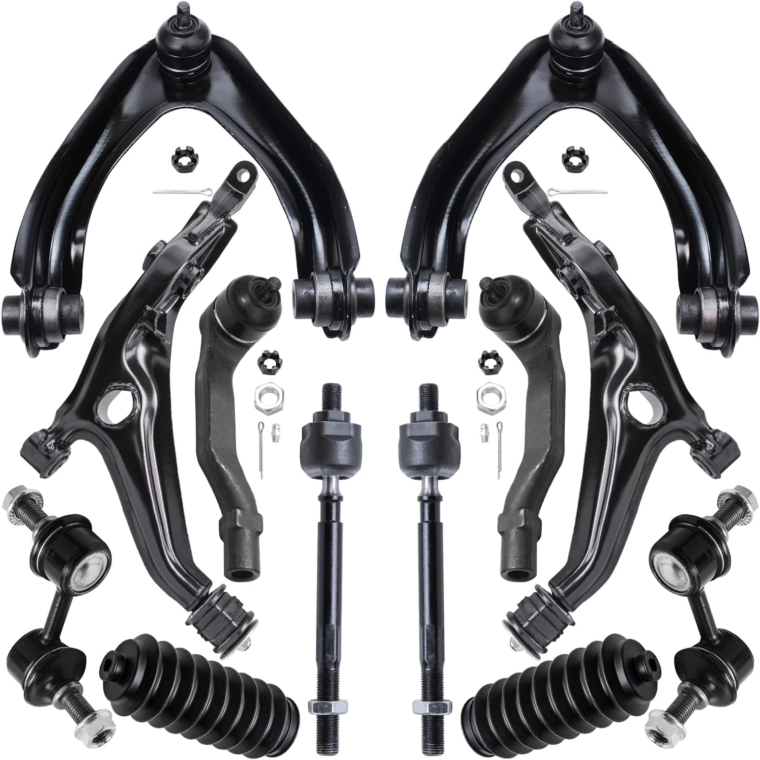 12pc Front Upper Lower Control Arms Tie Rods Sway Bar Links Suspension Kit
