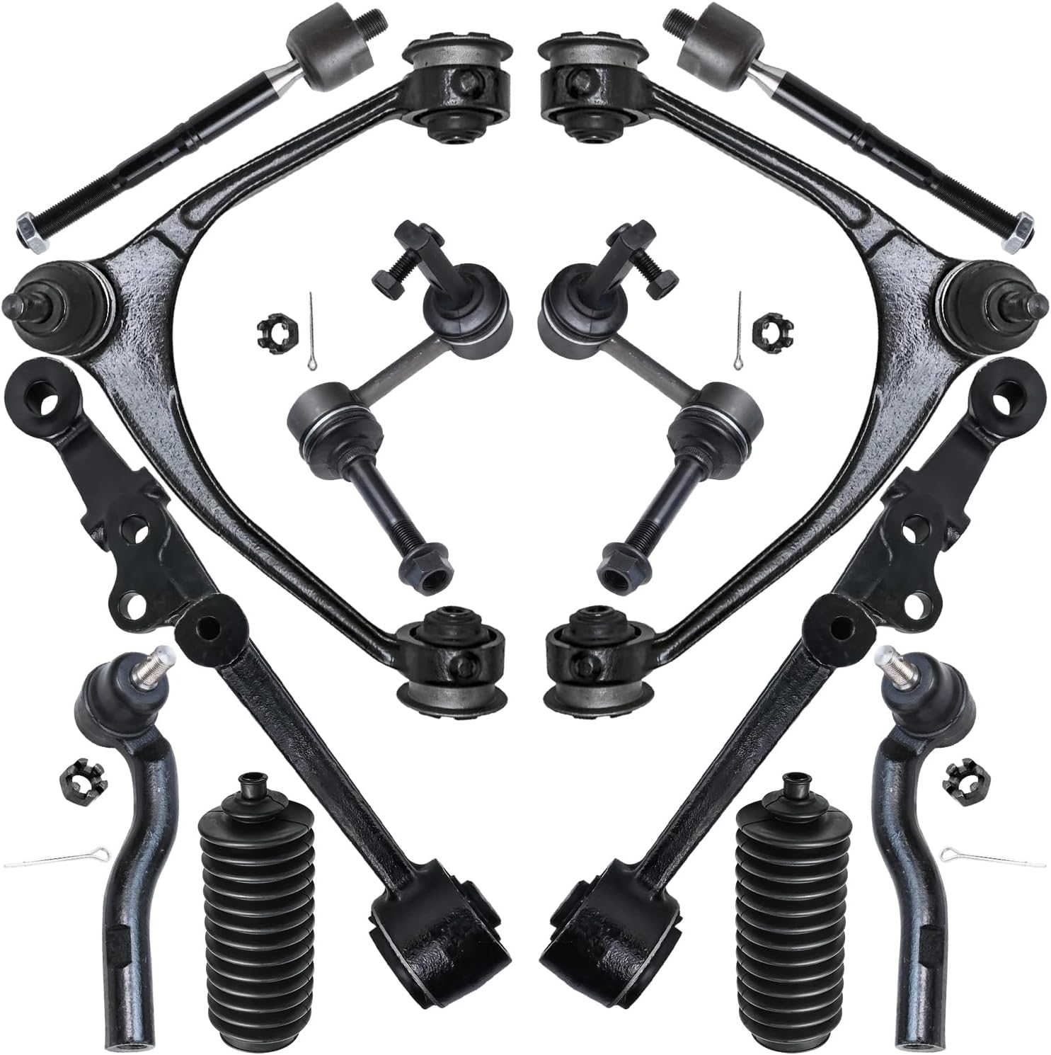 12pc Front Upper Lower Forward Control Arms Tie Rods Suspension Kit
