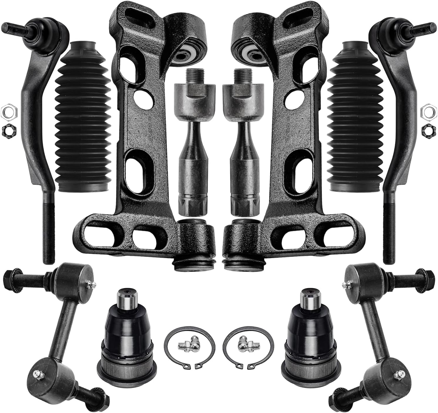 12pc Front Lower Control Arm Support Brackets Tie Rods Suspension Kit