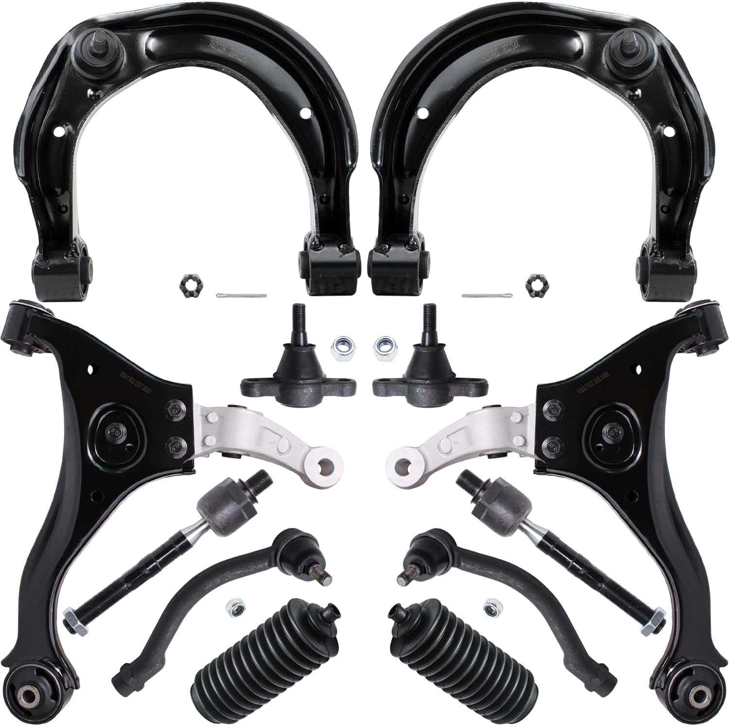 12pc Front Upper Lower Control Arms Ball Joints Tie Rods Suspension Kit