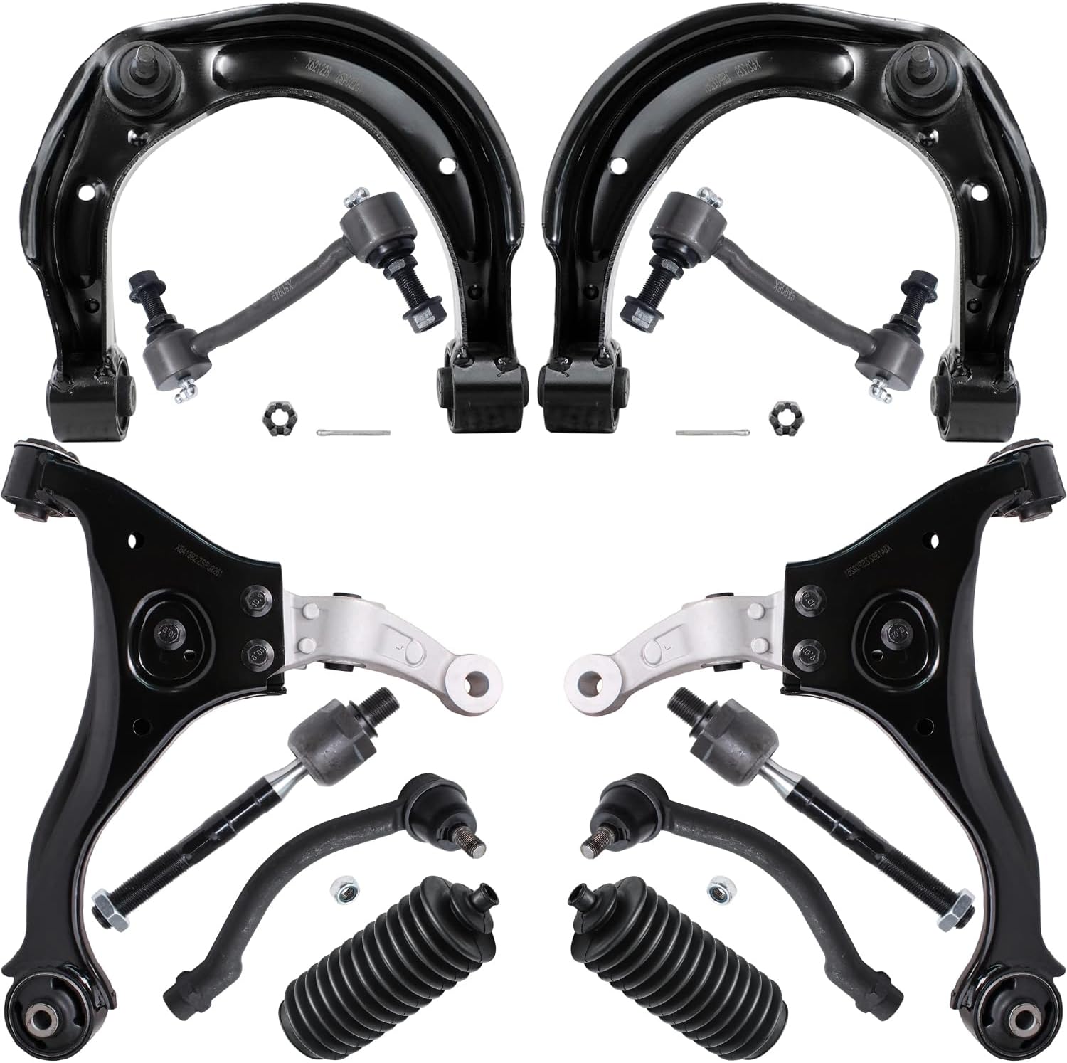 12pc Front Upper Lower Control Arms Tie Rods Sway Bar Links Suspension Kit