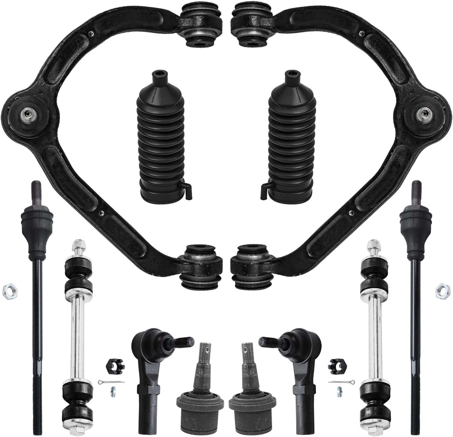 12pc Front Upper Control Arms Lower Ball Joints Tie Rods Suspension Kit