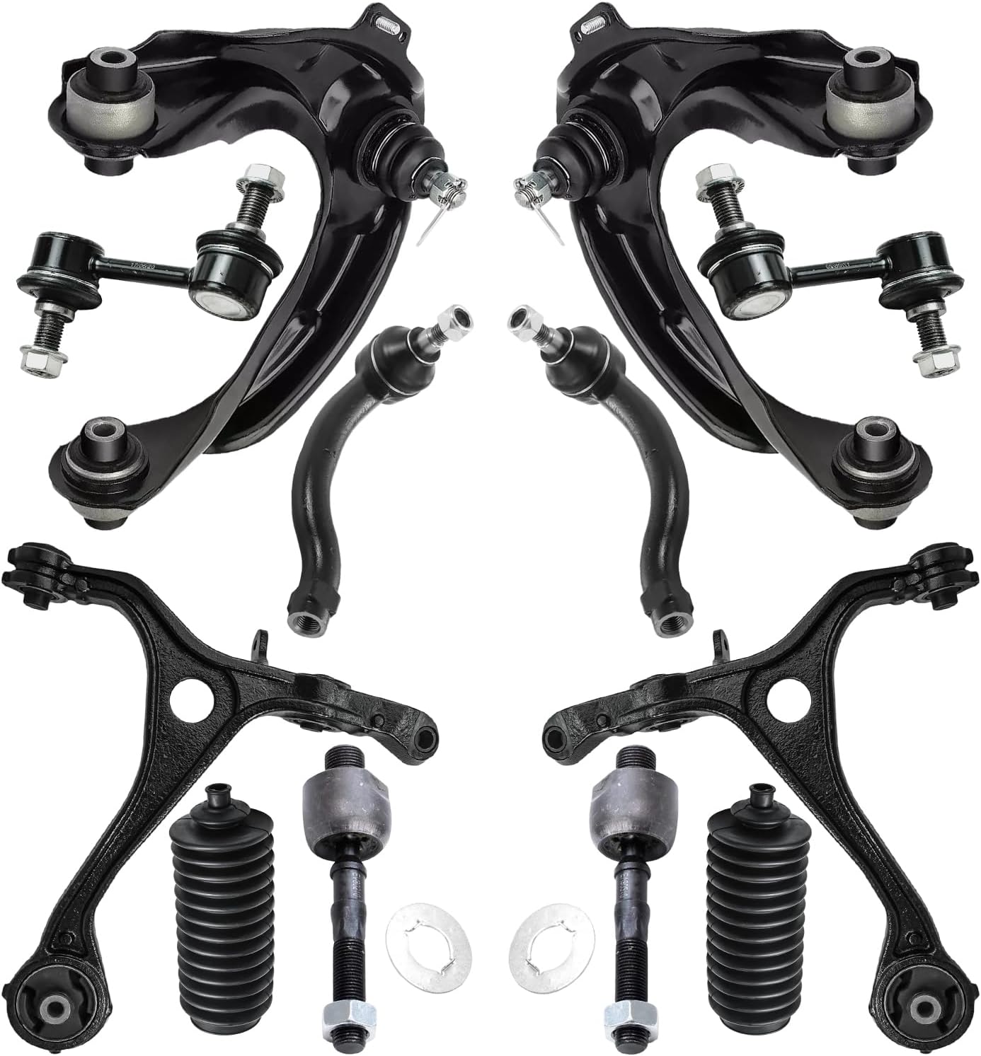 12pc Front Upper Lower Control Arms Tie Rods Sway Bar Links Suspension Kit
