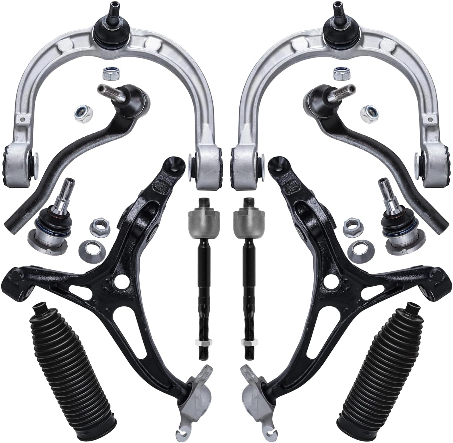 12pc Front Upper Lower Control Arms Ball Joints Tie Rods Suspension Kit