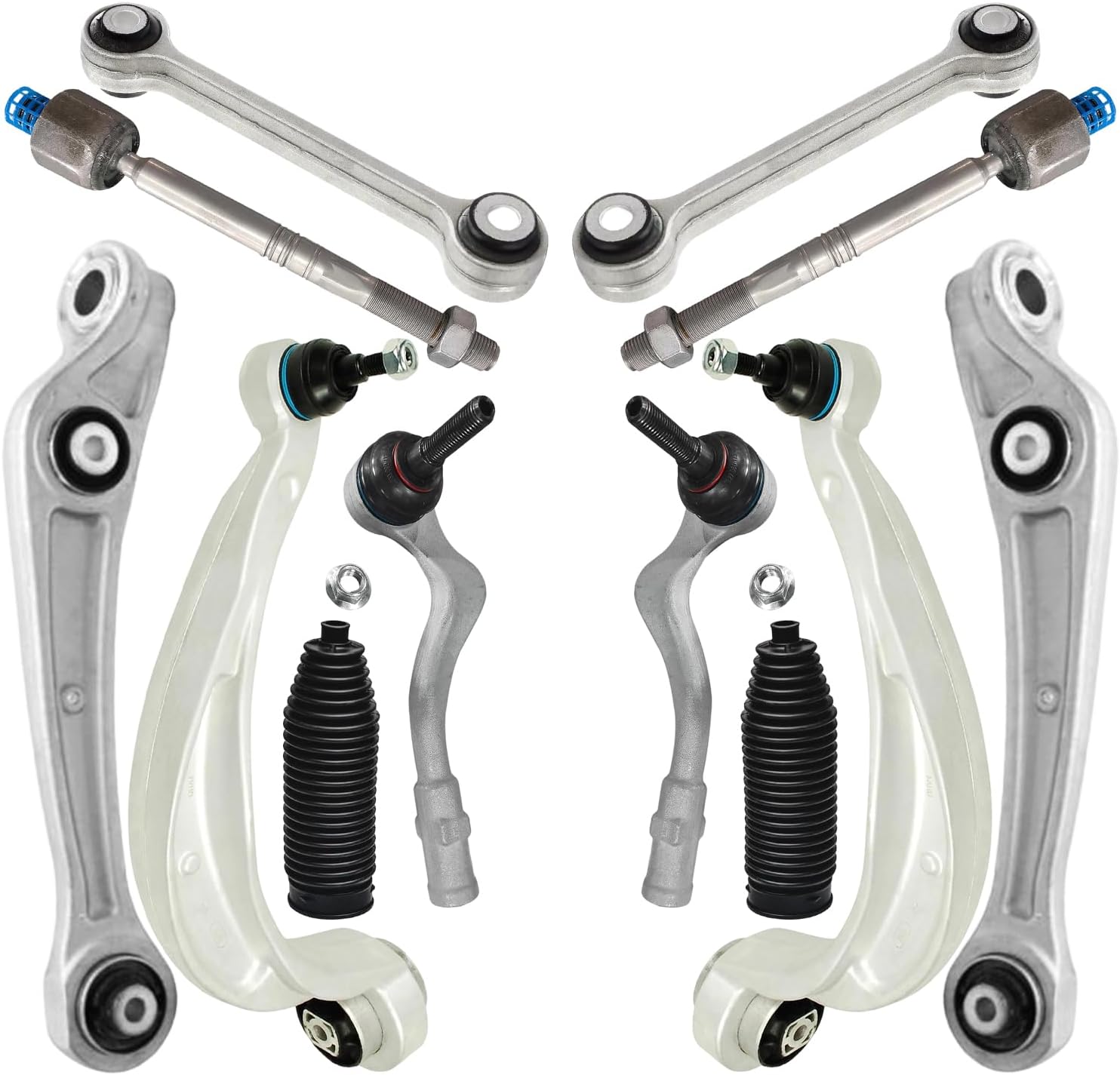 12pc Front Lower Forward Rearward Control Arms Tie Rods Suspension Kit
