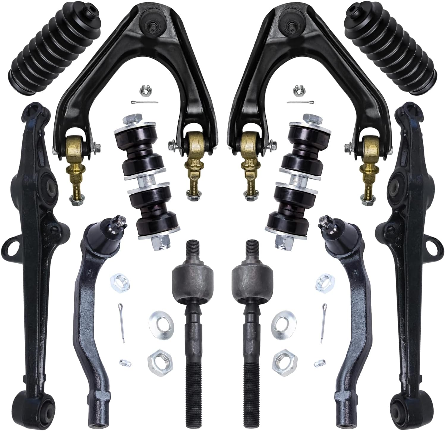 12pc Front Upper Lower Control Arms Tie Rods Sway Bar Links Suspension Kit