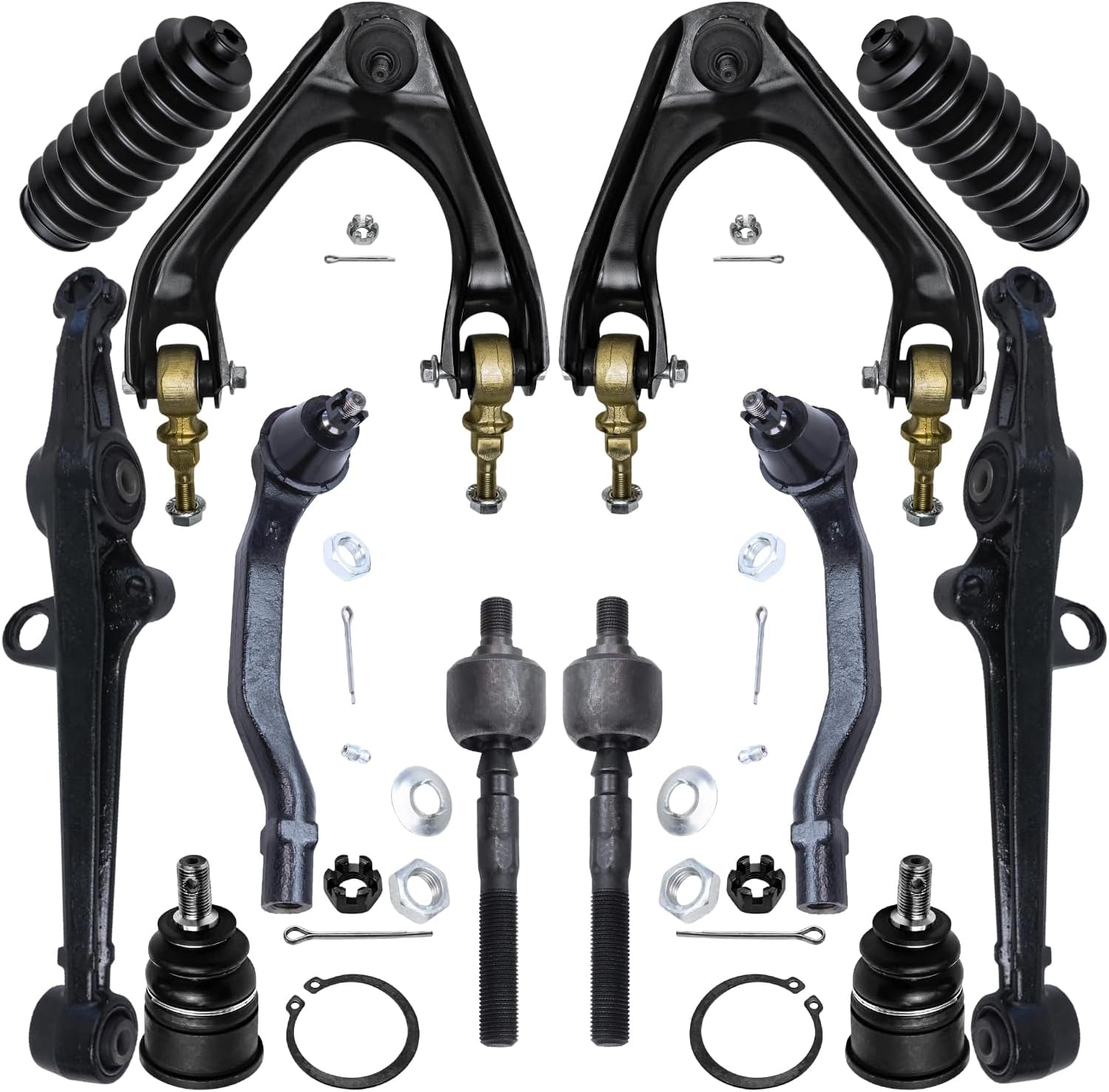12pc Front Upper Lower Control Arms Lower Ball Joints Tie Rods Suspension Kit