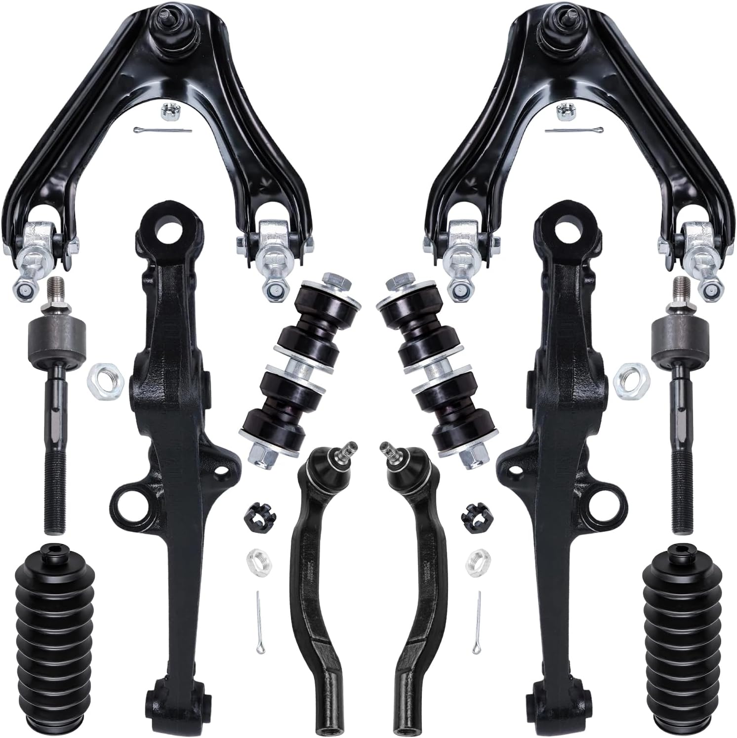 12pc Front Upper Lower Control Arms Tie Rods Sway Bar Links Suspension Kit