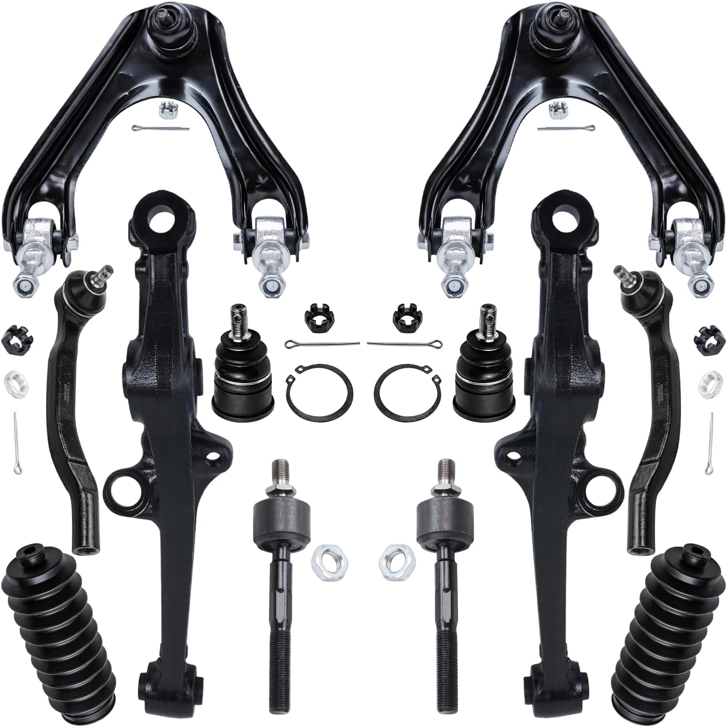 12pc Front Upper Lower Control Arms Lower Ball Joints Tie Rods Suspension Kit