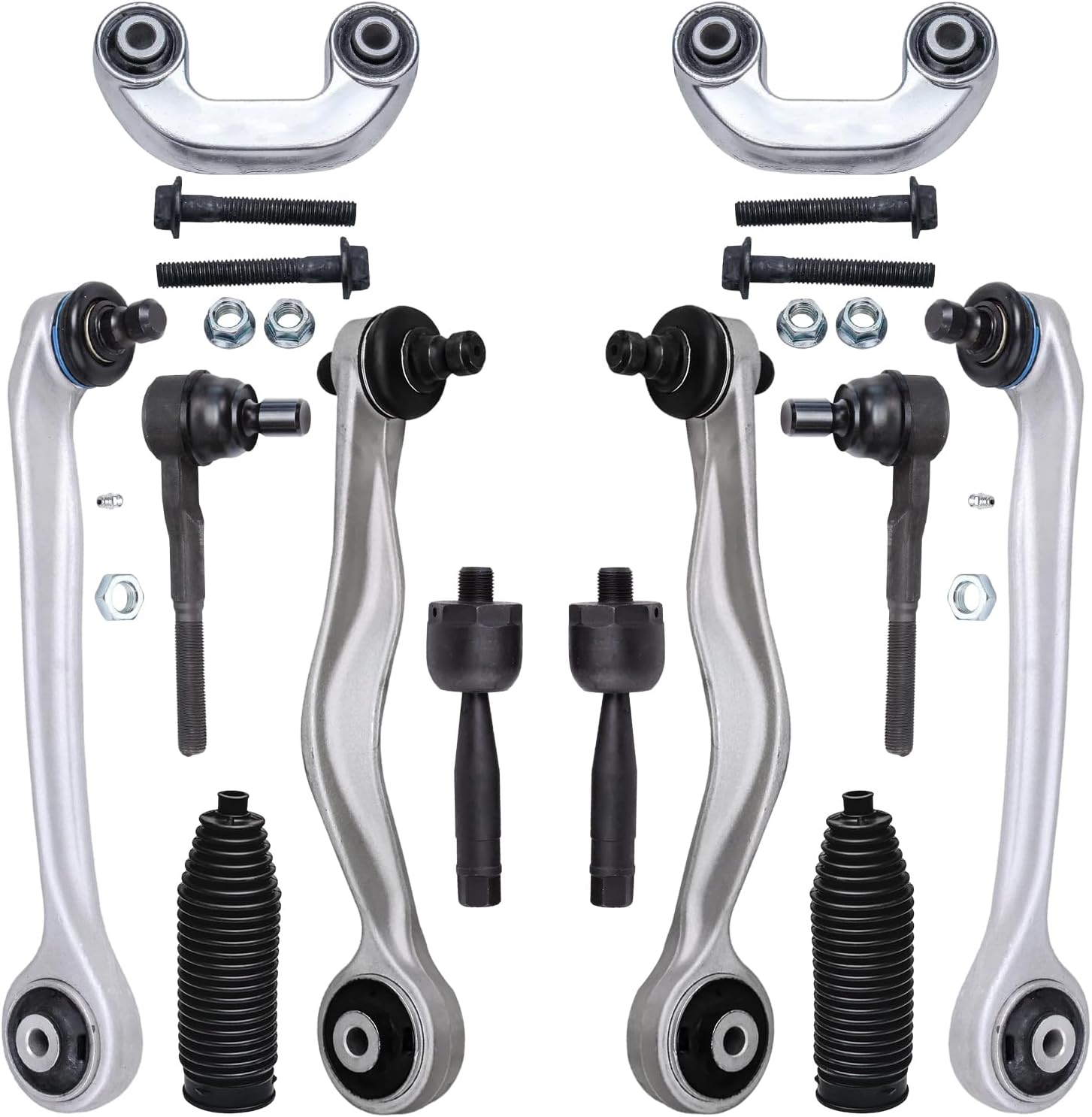 12pc Front Upper Forward Rearward Control Arms Tie Rods Suspension Kit
