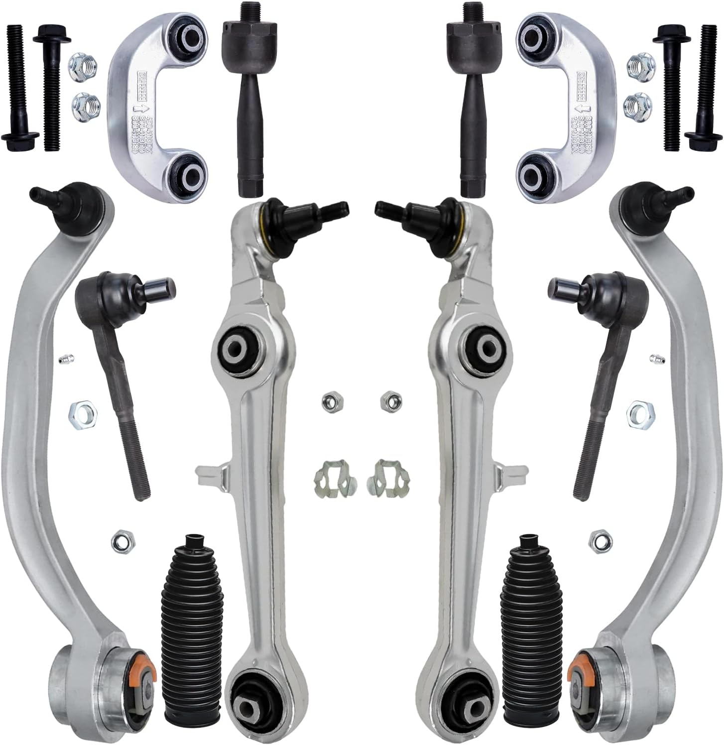 12pc Front Lower Forward Rearward Control Arms Tie Rods Suspension Kit