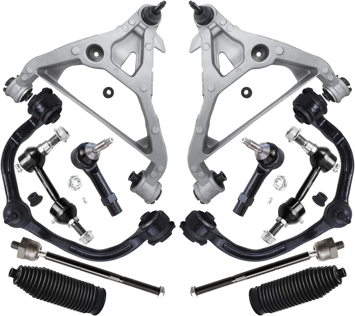 12pc Front Upper Lower Control Arms Tie Rods Sway Bar Links Suspension Kit