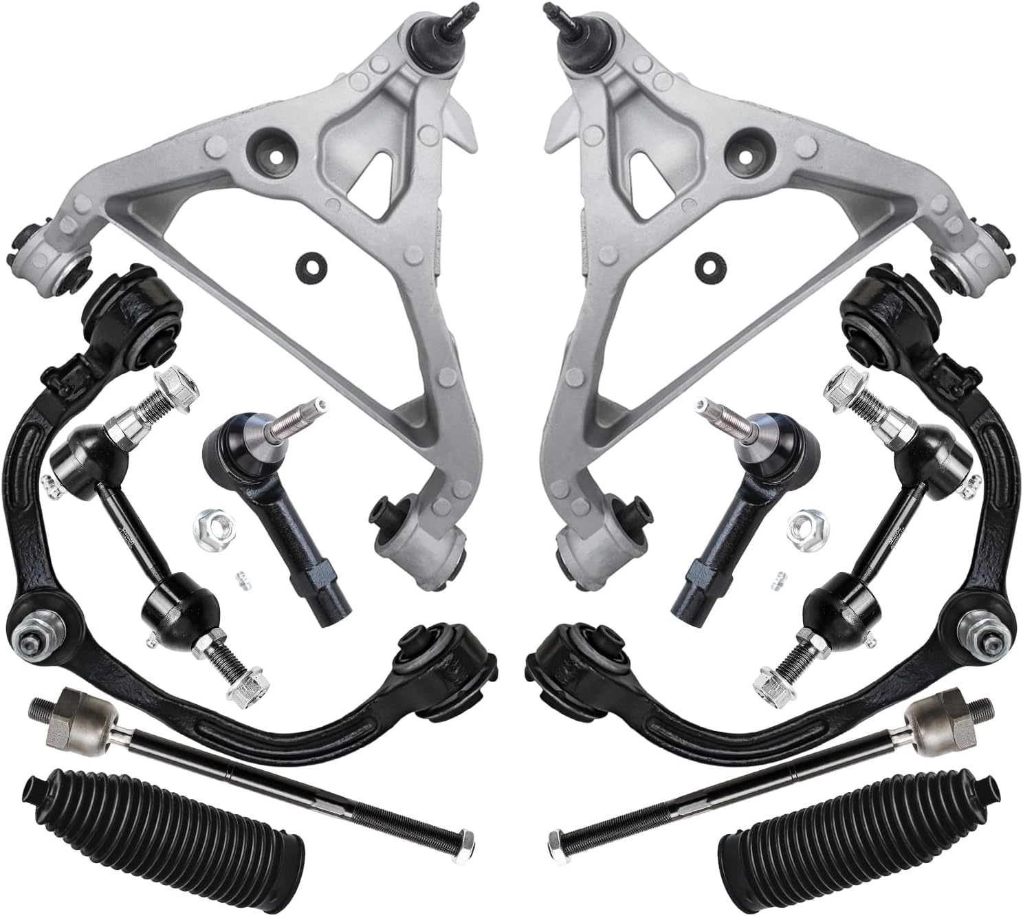 12pc Front Upper Lower Control Arms Tie Rods Sway Bar Links Suspension Kit