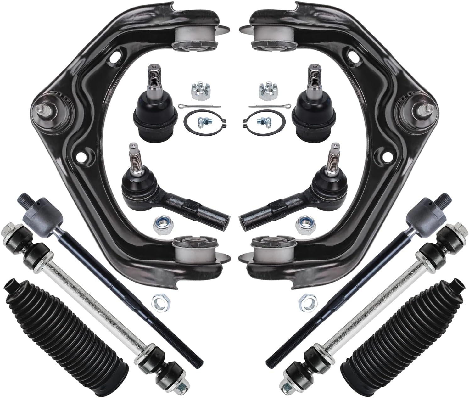 12pc Front Upper Control Arms Lower Ball Joints Tie Rods Suspension Kit