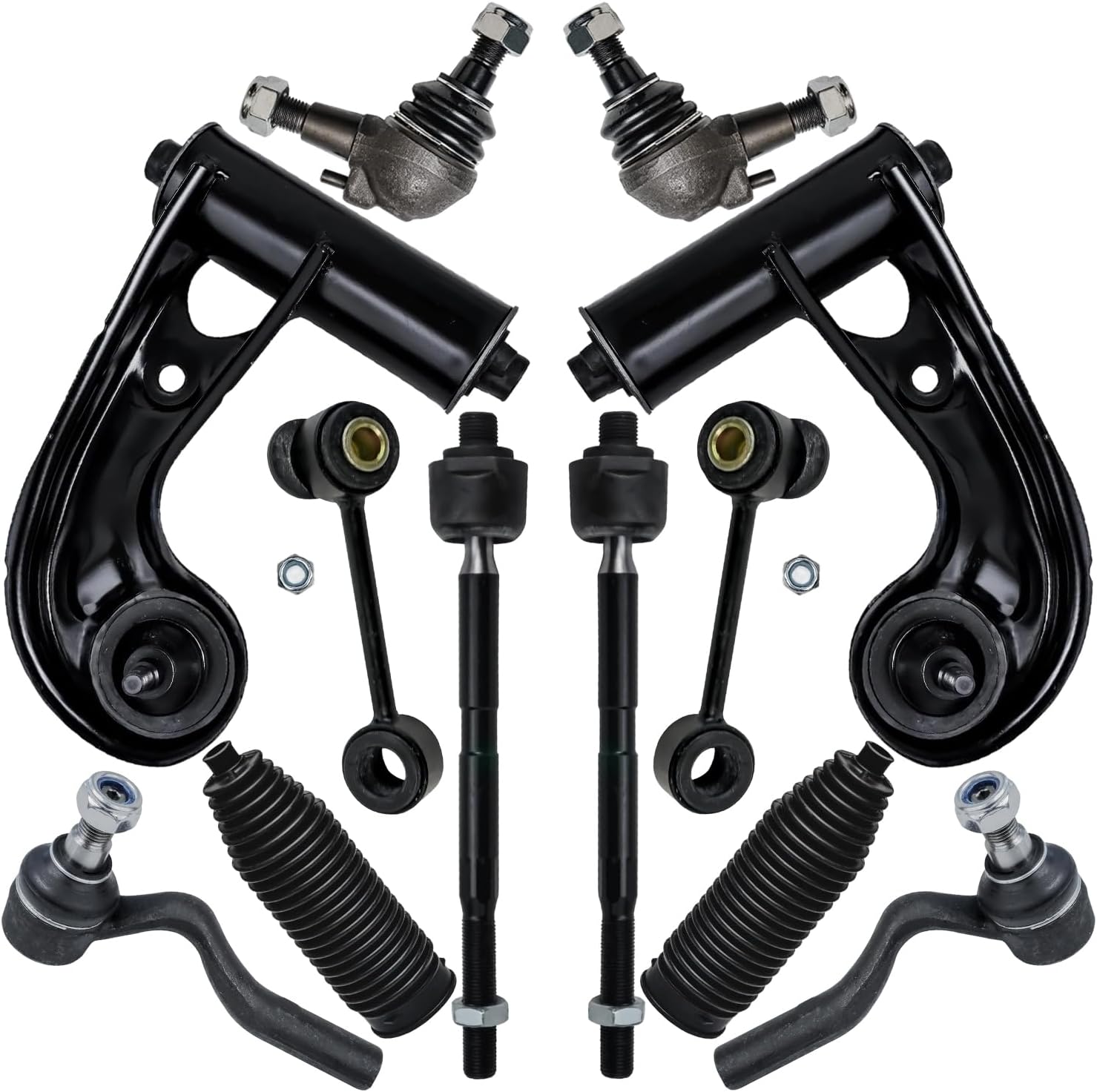 12pc Front Upper Control Arms Lower Ball Joints Tie Rods Suspension Kit