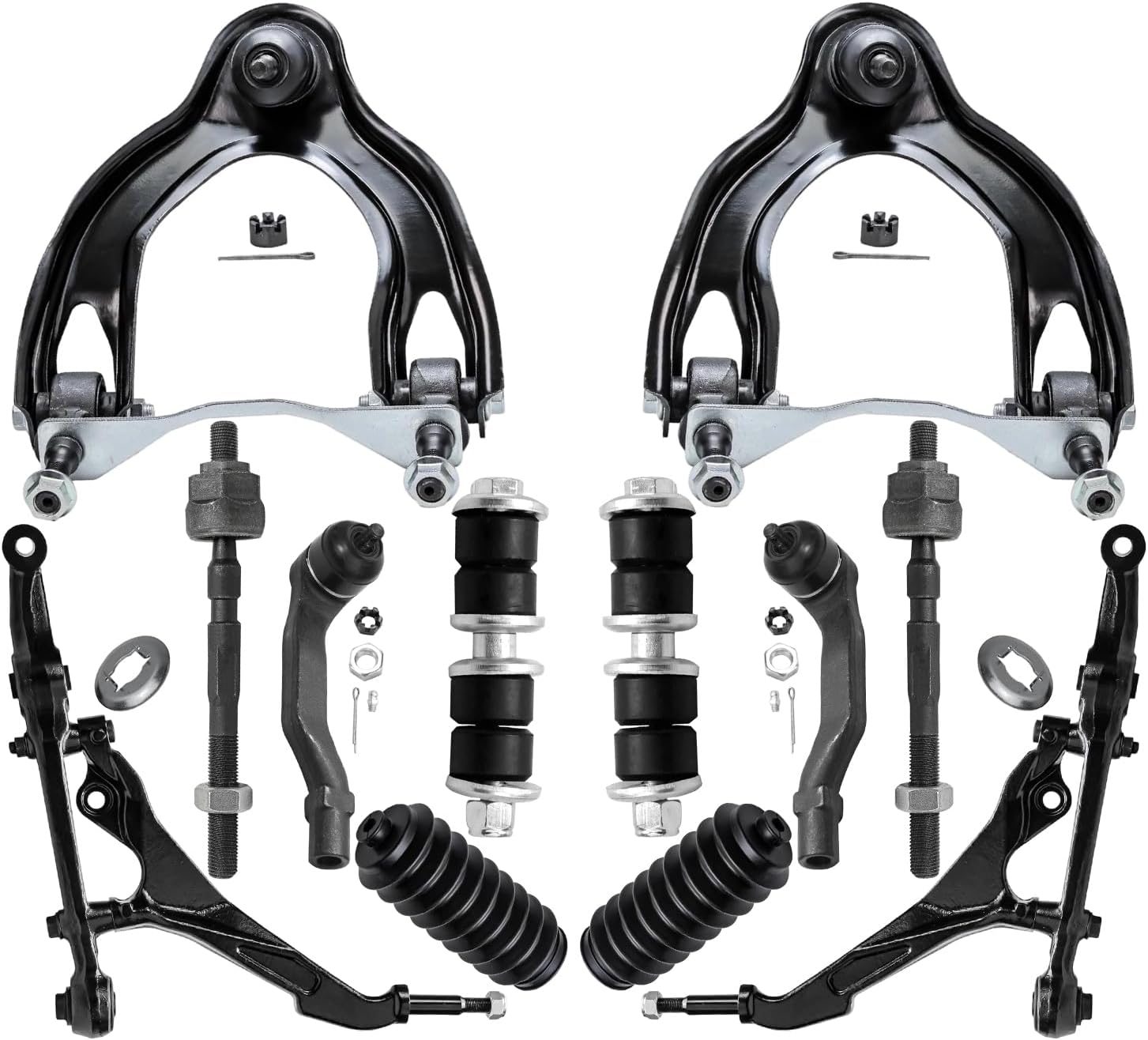 12pc Front Upper Lower Control Arms Tie Rods Sway Bar Links Suspension Kit