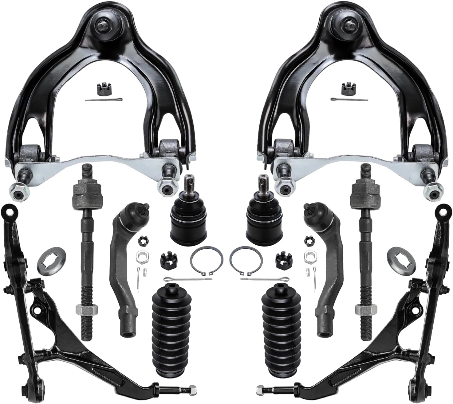 12pc Front Upper Lower Control Arms Lower Ball Joints Tie Rods Suspension Kit