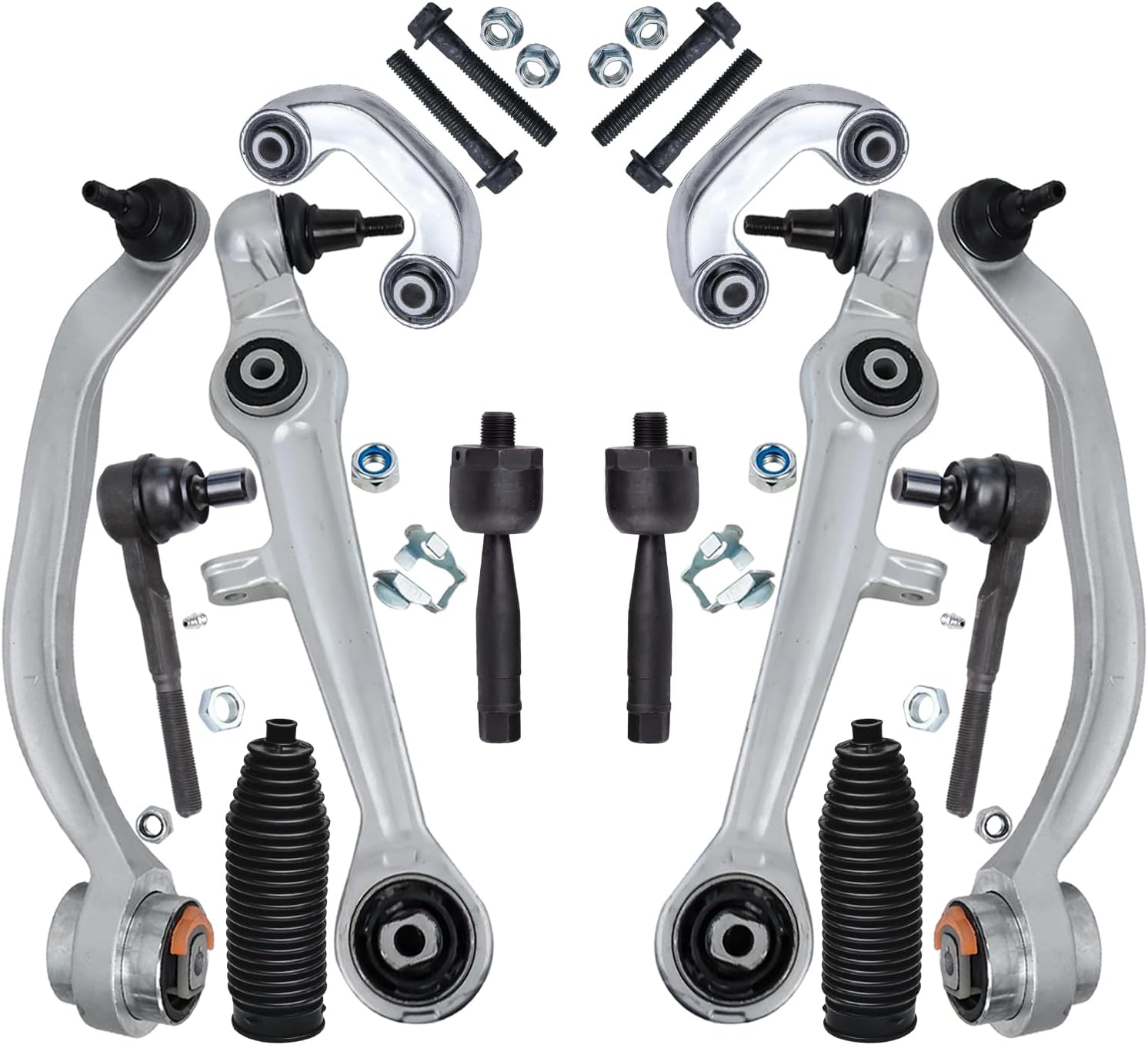 12pc Front Lower Forward Rearward Control Arms Tie Rods Suspension Kit